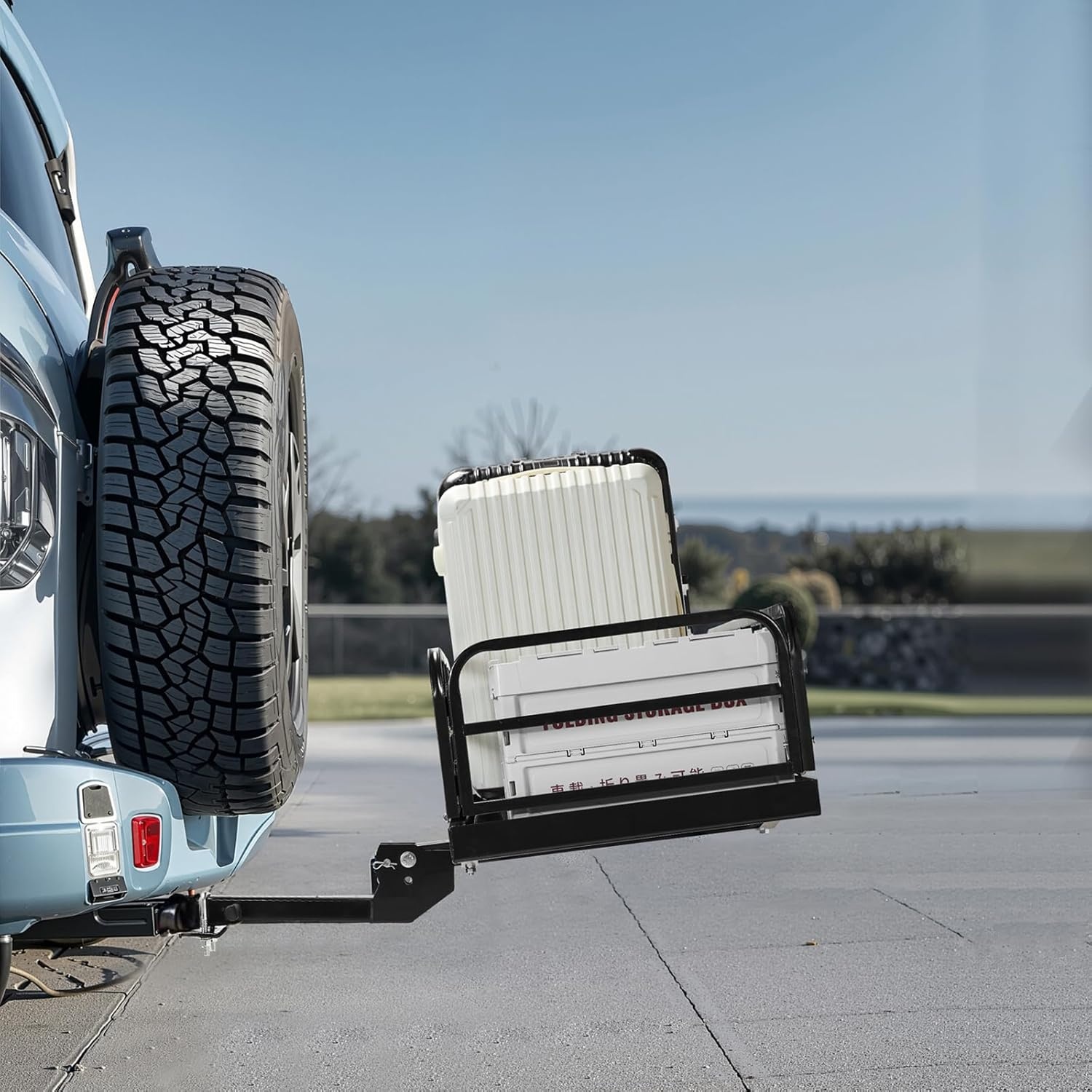 image:imageVEVOR 70 x 30 x 6 Hitch Cargo Carrier 500 lbs Capacity with Nighttime Reflective Reminder Folding Hitch Mount Cargo Carrier Basket with Hitch Lock for 2 Receiver Fit for SUVs60 x 24 x 14