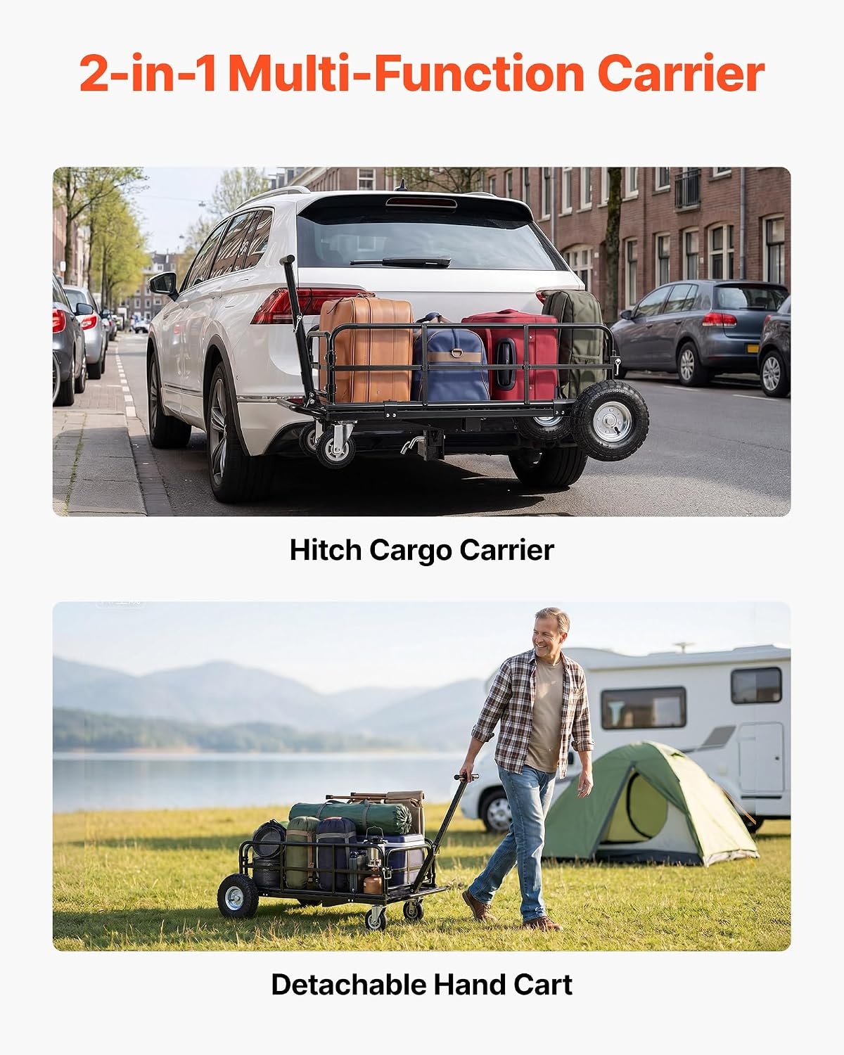 image:imageVEVOR 70 x 30 x 6 Hitch Cargo Carrier 500 lbs Capacity with Nighttime Reflective Reminder Folding Hitch Mount Cargo Carrier Basket with Hitch Lock for 2 Receiver Fit for SUVs362 x 213 x 118