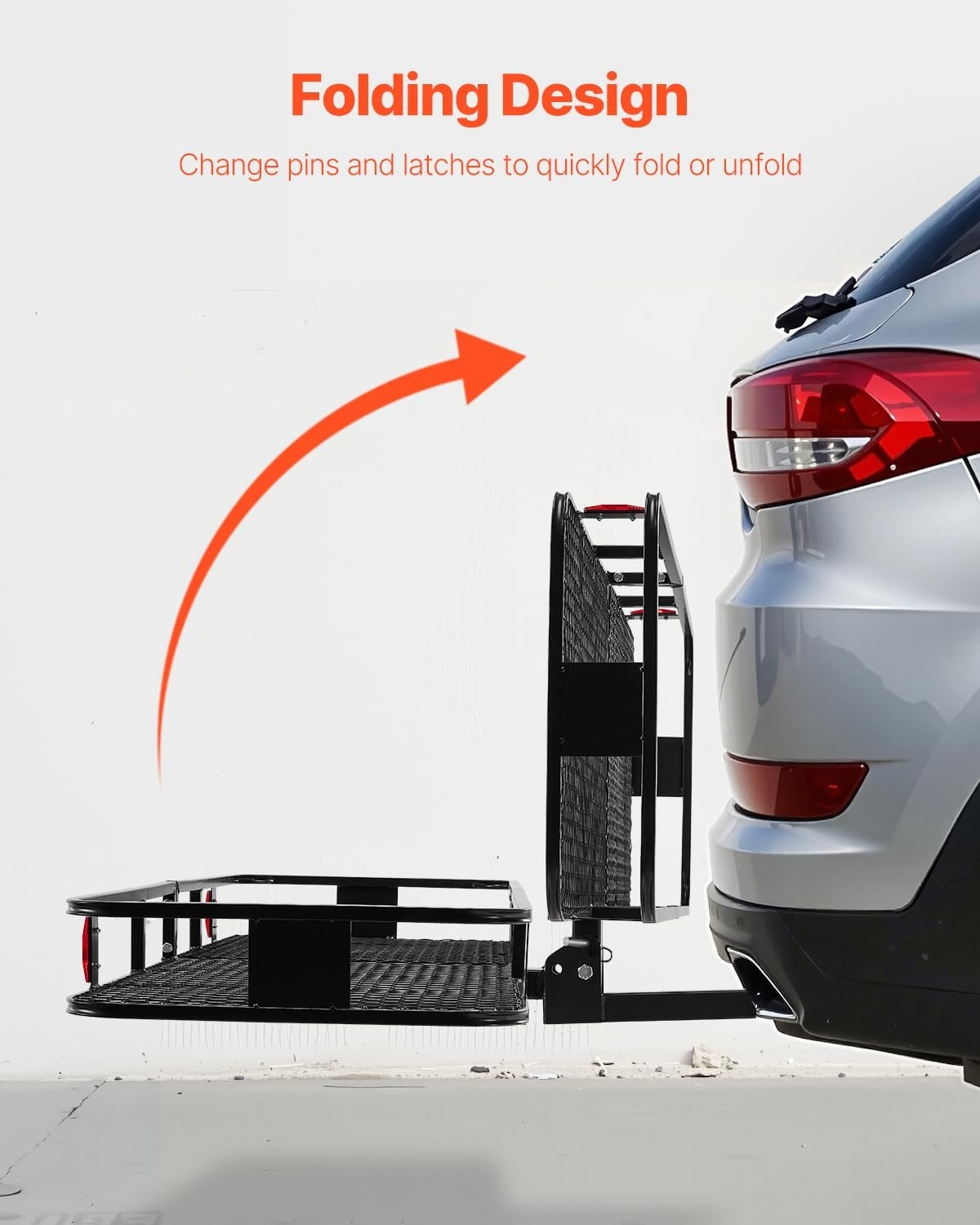 image:imageVEVOR 70 x 30 x 6 Hitch Cargo Carrier 500 lbs Capacity with Nighttime Reflective Reminder Folding Hitch Mount Cargo Carrier Basket with Hitch Lock for 2 Receiver Fit for SUVs70 x 30 x 6