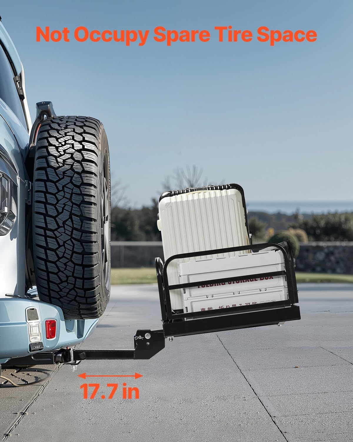 image:imageVEVOR 70 x 30 x 6 Hitch Cargo Carrier 500 lbs Capacity with Nighttime Reflective Reminder Folding Hitch Mount Cargo Carrier Basket with Hitch Lock for 2 Receiver Fit for SUVs60 x 24 x 14