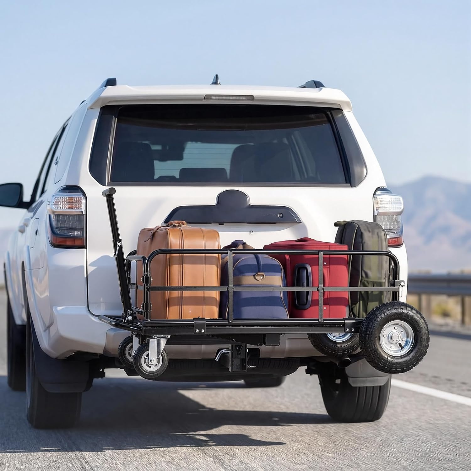 image:imageVEVOR 70 x 30 x 6 Hitch Cargo Carrier 500 lbs Capacity with Nighttime Reflective Reminder Folding Hitch Mount Cargo Carrier Basket with Hitch Lock for 2 Receiver Fit for SUVs362 x 213 x 118