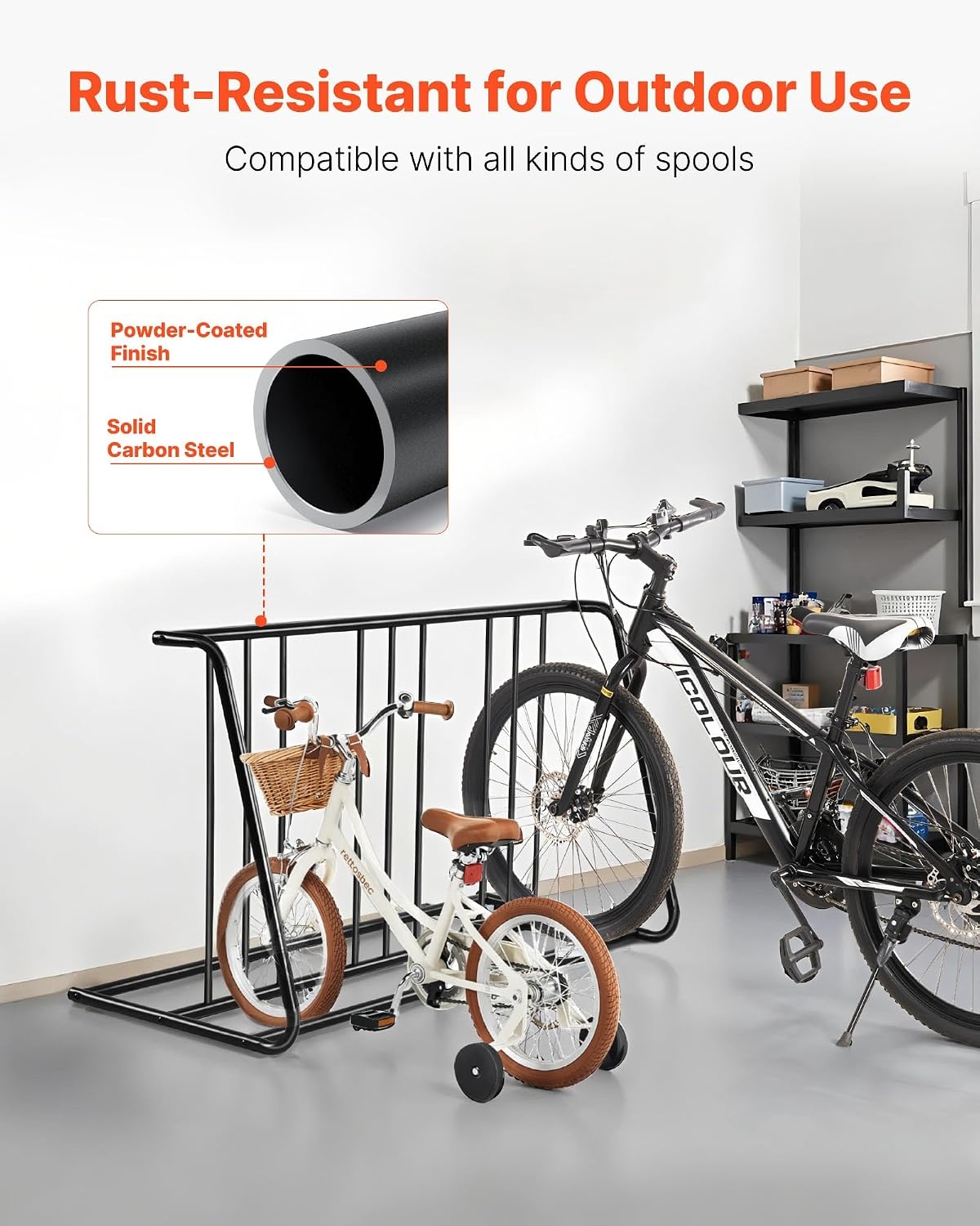 image:imageVEVOR Bike Rack Fits Tire Width 3 Inch762 mm Carbon Steel DoubleSided Grid Bike Rack Stand Freestanding Bicycle Storage Holder for Curbside Garage Indoor Outdoor Parking 6Bicycle Capacity