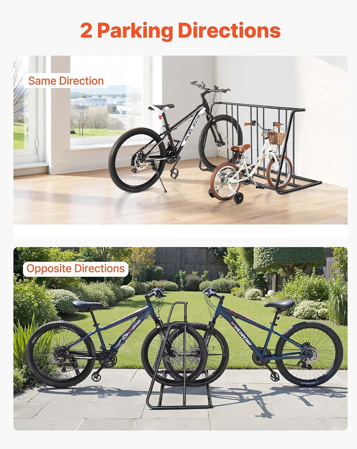 image:imageVEVOR Bike Rack Fits Tire Width 3 Inch762 mm Carbon Steel DoubleSided Grid Bike Rack Stand Freestanding Bicycle Storage Holder for Curbside Garage Indoor Outdoor Parking 6Bicycle Capacity