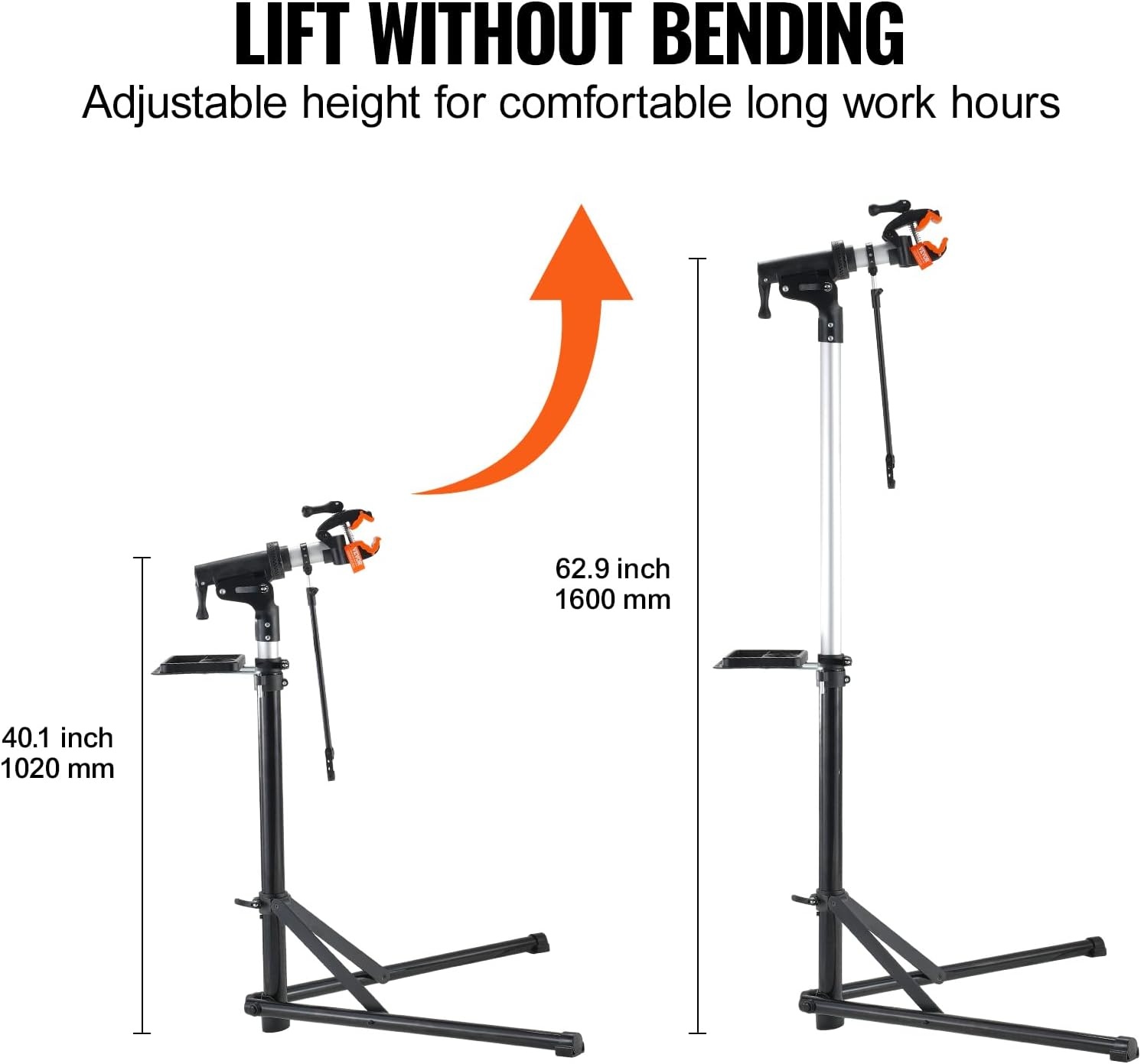 image:imageVEVOR Bike Repair Stand Max 110 lb Heavyduty Bicycle Work Stand with 403594 in Adjustable Height amp Large Tool Tray Foldable Ebike Maintenance Rack Shop Home Mechanics for Mountain Road Bike66 LBS