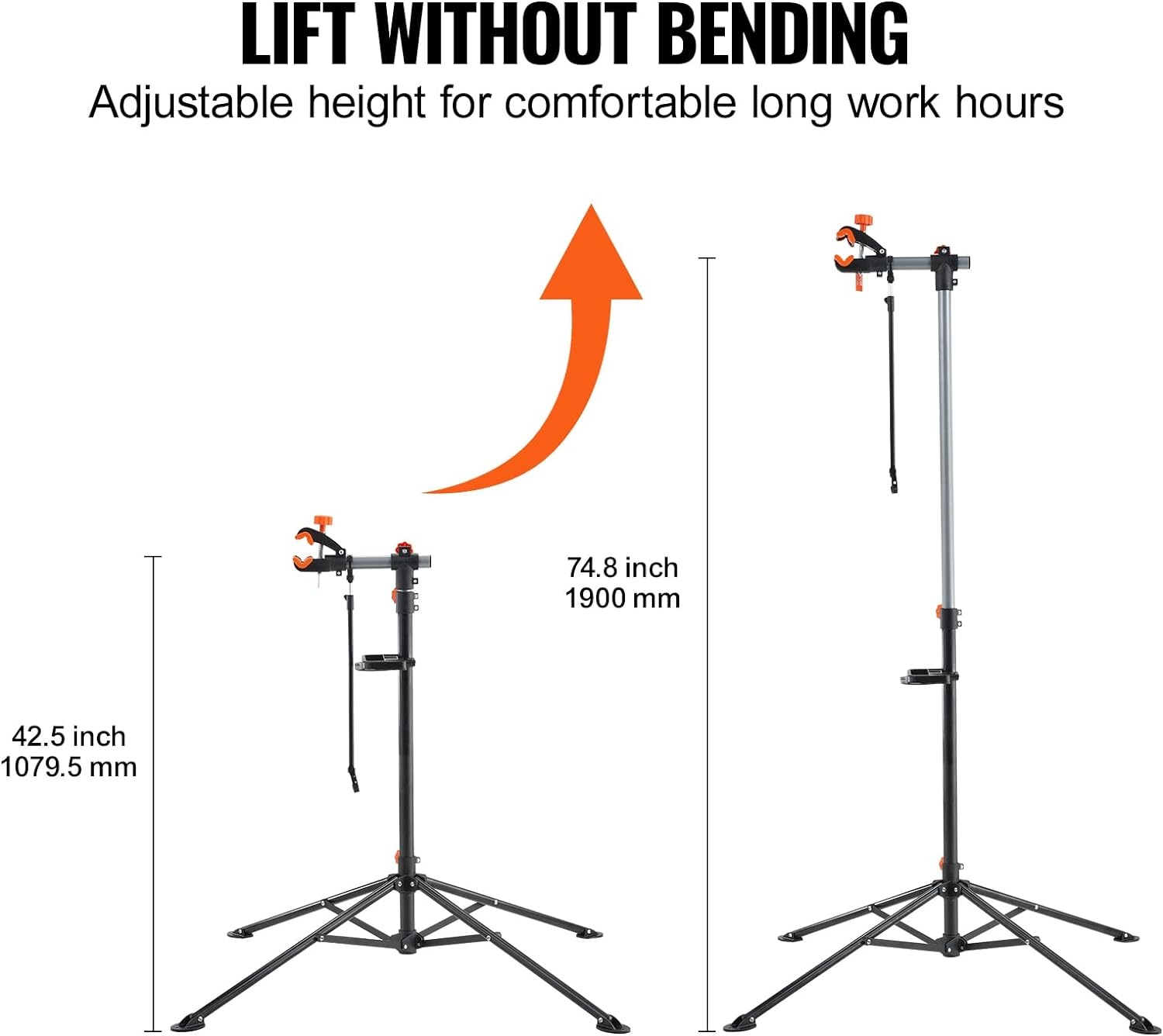 image:imageVEVOR Bike Repair Stand Max 110 lb Heavyduty Bicycle Work Stand with 403594 in Adjustable Height amp Large Tool Tray Foldable Ebike Maintenance Rack Shop Home Mechanics for Mountain Road Bike80 LBS