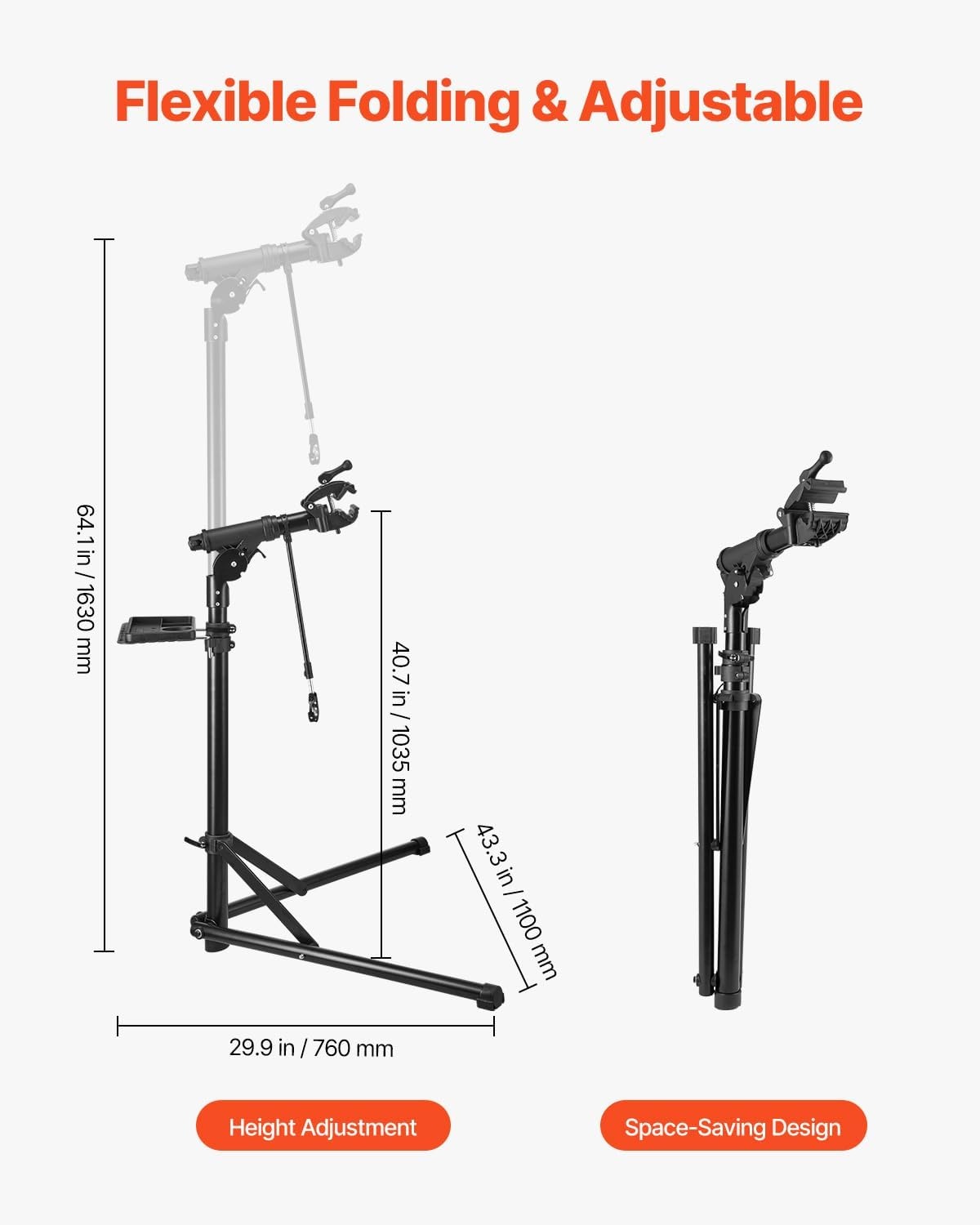 image:imageVEVOR Bike Repair Stand Max 110 lb Heavyduty Bicycle Work Stand with 403594 in Adjustable Height amp Large Tool Tray Foldable Ebike Maintenance Rack Shop Home Mechanics for Mountain Road Bike85 LBS