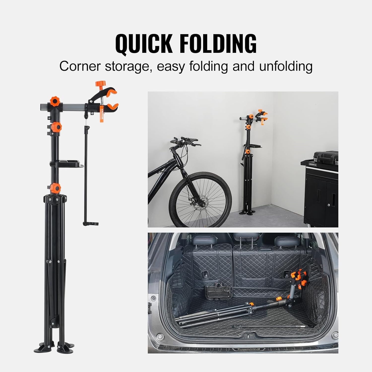 image:imageVEVOR Bike Repair Stand Max 110 lb Heavyduty Bicycle Work Stand with 403594 in Adjustable Height amp Large Tool Tray Foldable Ebike Maintenance Rack Shop Home Mechanics for Mountain Road Bike80 LBS