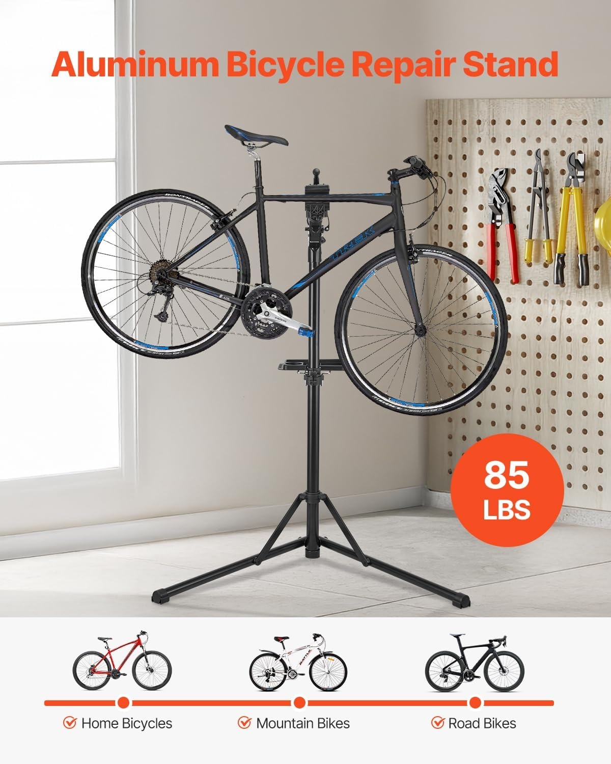 image:imageVEVOR Bike Repair Stand Max 110 lb Heavyduty Bicycle Work Stand with 403594 in Adjustable Height amp Large Tool Tray Foldable Ebike Maintenance Rack Shop Home Mechanics for Mountain Road Bike85 LBS