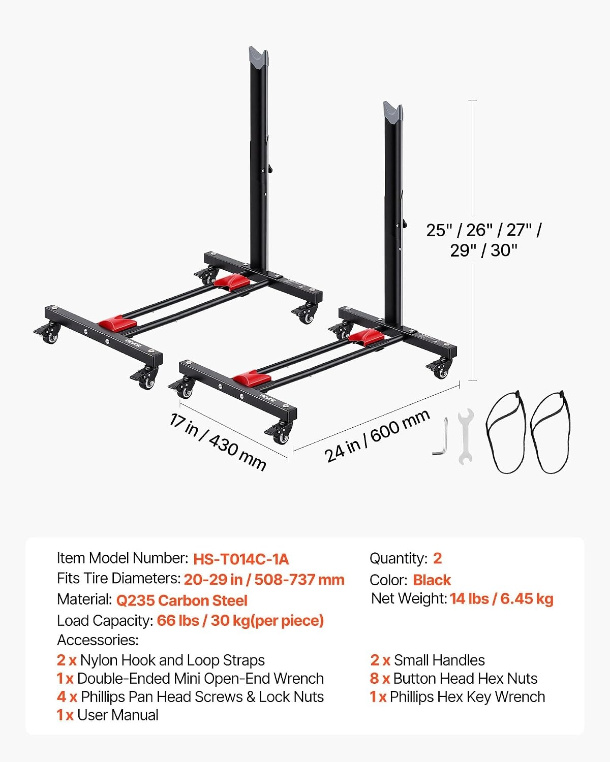 image:imageVEVOR Bike Stand 2 Pack Freestanding Vertical amp Horizontal Bike Storage Rack with Lockable Casters Height Adjustable Carbon Steel Upright Garage Bicycle Floor Stand for 2029 in Wheels Black