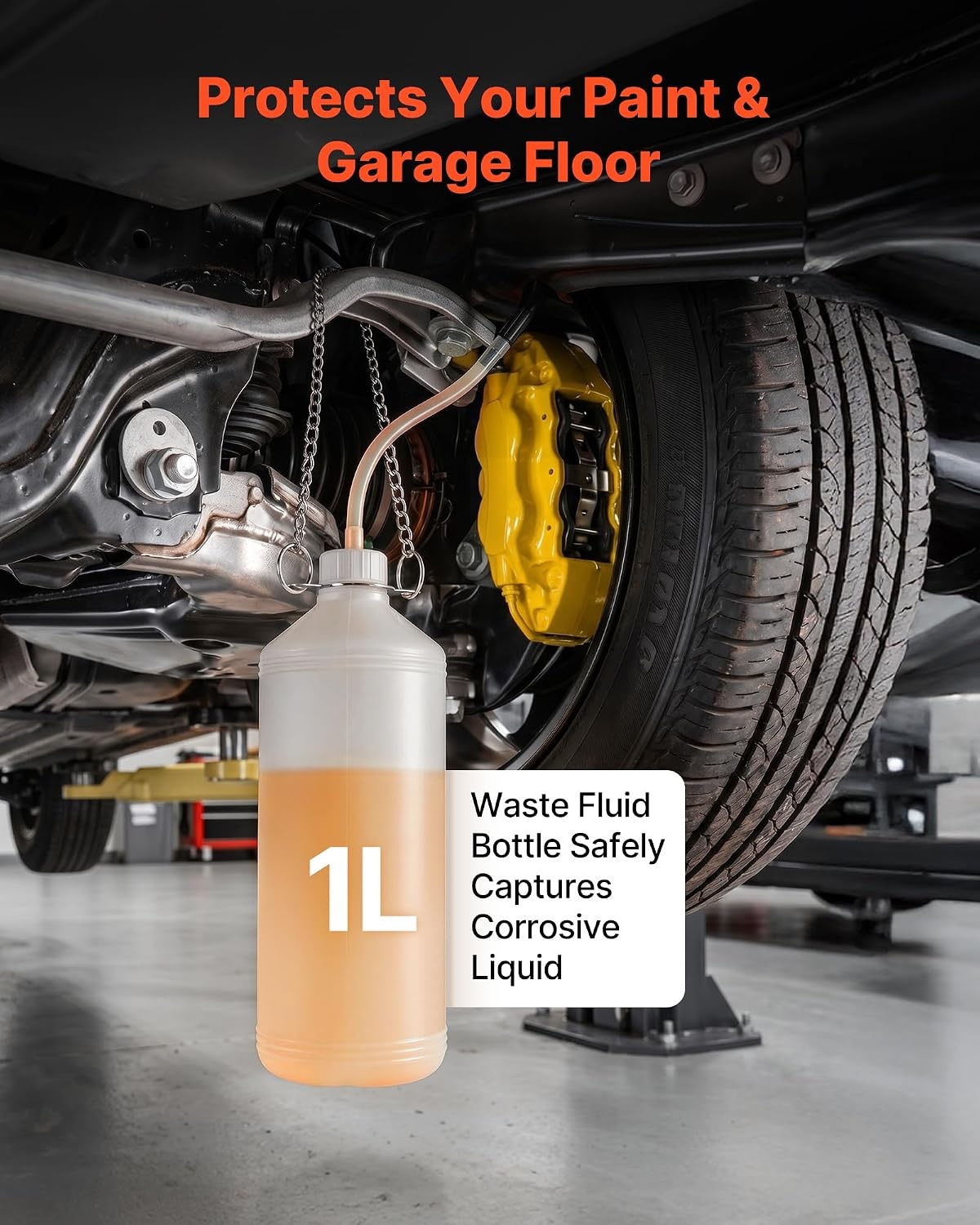 image:imageVEVOR Brake Bleeder Kit 3L Manual Brake Fluid Bleeding Kit with 1L Waste Bottle amp 4 Master Cylinder Adapters OnePerson Professional Brake Fluid Pressure Bleeder for Most Vehicleswith 4pcs Adapters