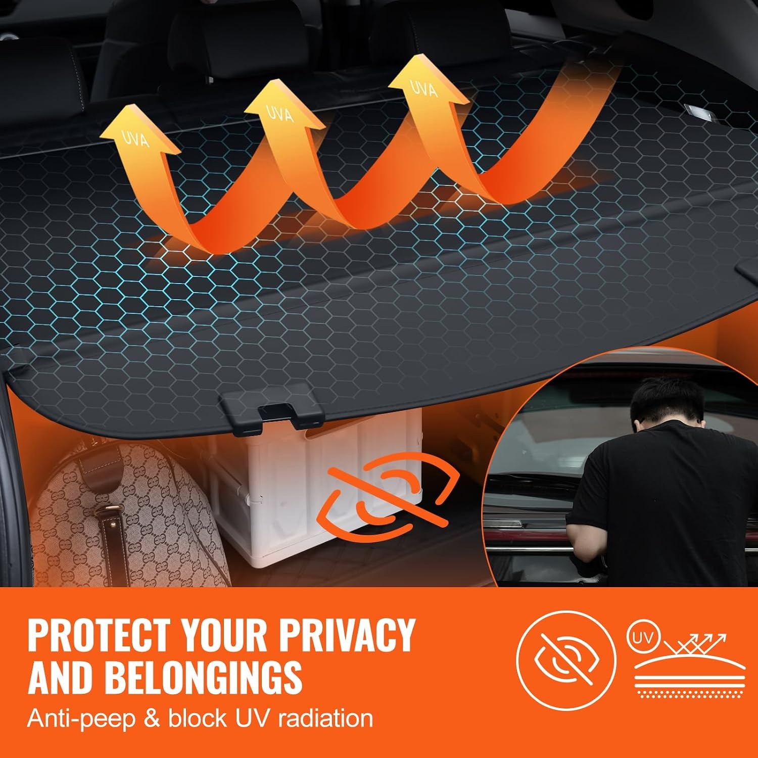 image:imageVEVOR Cargo Cover for Mazda CX5 20172024 2025 5Seater Accessories Carbon Fiber Texture Retractable Trunk Cover AntiPeeping Luggage Privacy Shield Easy Installation Security Shade CarMazda CX5 20172025
