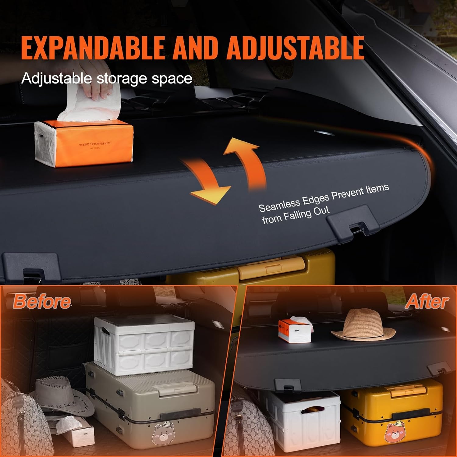 image:imageVEVOR Cargo Cover for Mazda CX5 20172024 2025 5Seater Accessories Carbon Fiber Texture Retractable Trunk Cover AntiPeeping Luggage Privacy Shield Easy Installation Security Shade CarMazda CX5 20172025
