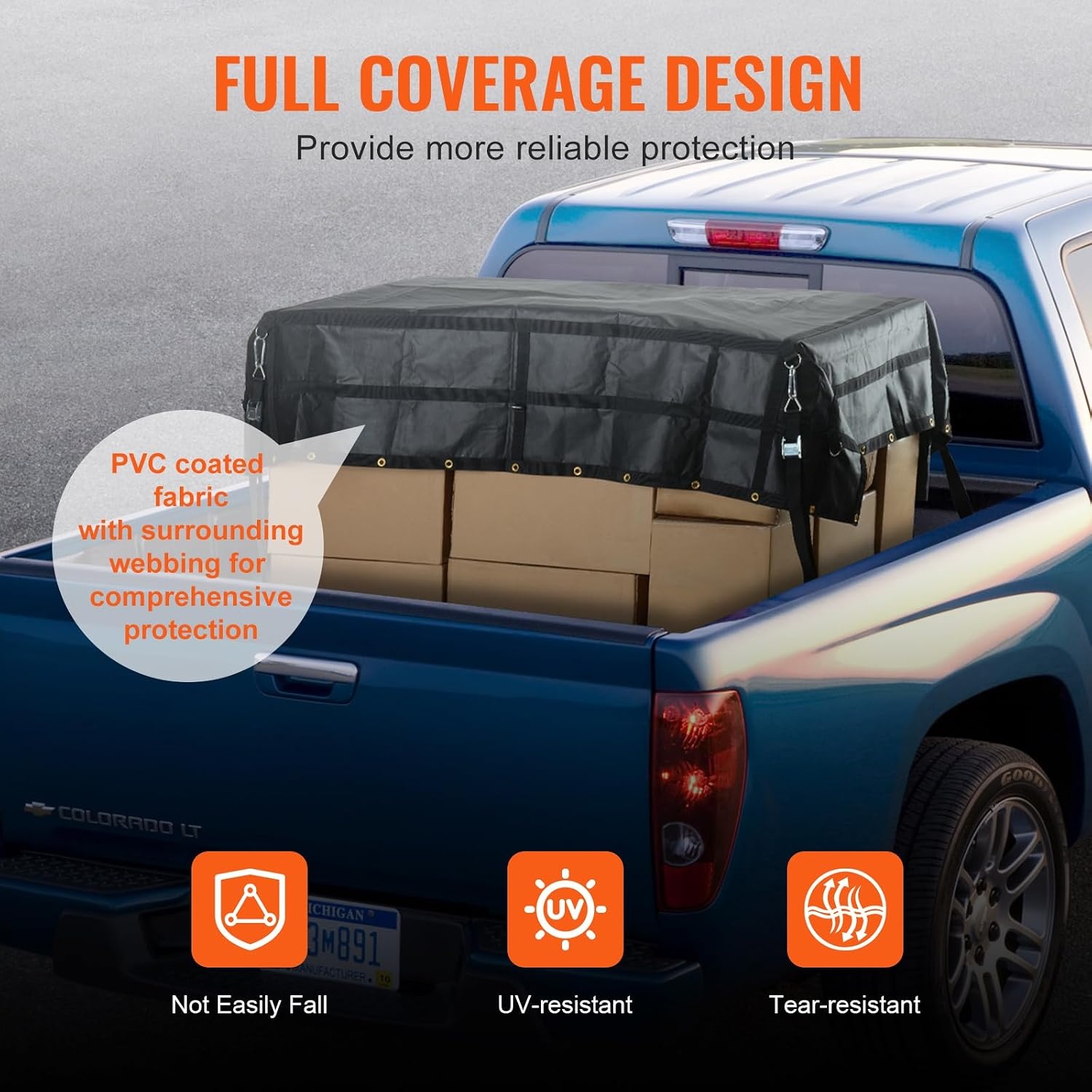 image:imageVEVOR Cargo Net with Mesh 8 x 67 Cargo Net for Pickup Truck Bed Heavy Duty Cargo Nets with Cam Buckles amp SHooks amp Cross Strap Truck Bed Cargo Net for Trailer SUV Jeeps96 x 80Waterproof