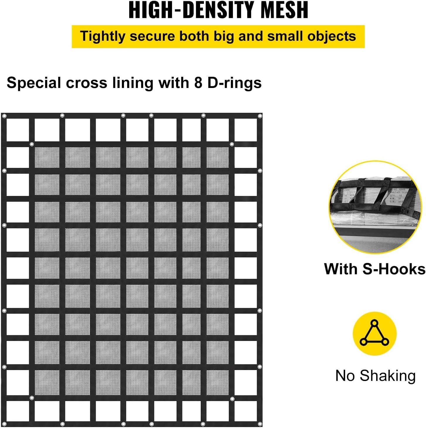 image:imageVEVOR Cargo Net with Mesh 8 x 67 Cargo Net for Pickup Truck Bed Heavy Duty Cargo Nets with Cam Buckles amp SHooks amp Cross Strap Truck Bed Cargo Net for Trailer SUV Jeeps96 x 80PP
