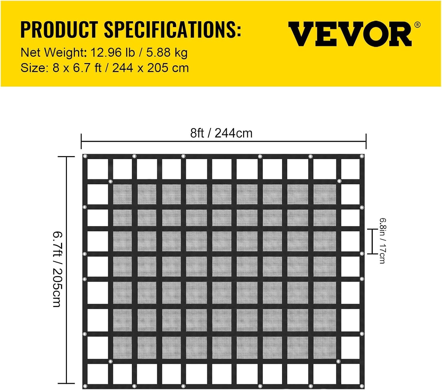 image:imageVEVOR Cargo Net with Mesh 8 x 67 Cargo Net for Pickup Truck Bed Heavy Duty Cargo Nets with Cam Buckles amp SHooks amp Cross Strap Truck Bed Cargo Net for Trailer SUV Jeeps96 x 80PP