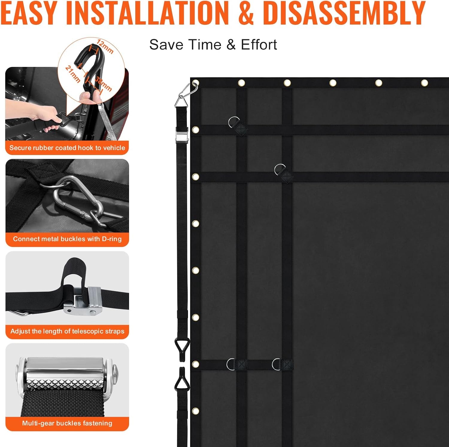 image:imageVEVOR Cargo Net with Mesh 8 x 67 Cargo Net for Pickup Truck Bed Heavy Duty Cargo Nets with Cam Buckles amp SHooks amp Cross Strap Truck Bed Cargo Net for Trailer SUV Jeeps96 x 80Waterproof