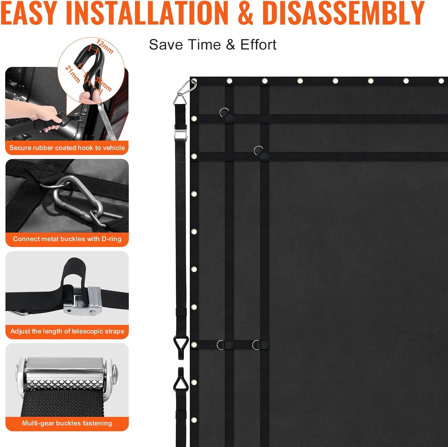 image:imageVEVOR Cargo Net with Mesh 8 x 67 Cargo Net for Pickup Truck Bed Heavy Duty Cargo Nets with Cam Buckles amp SHooks amp Cross Strap Truck Bed Cargo Net for Trailer SUV Jeeps96 x 80Waterproof