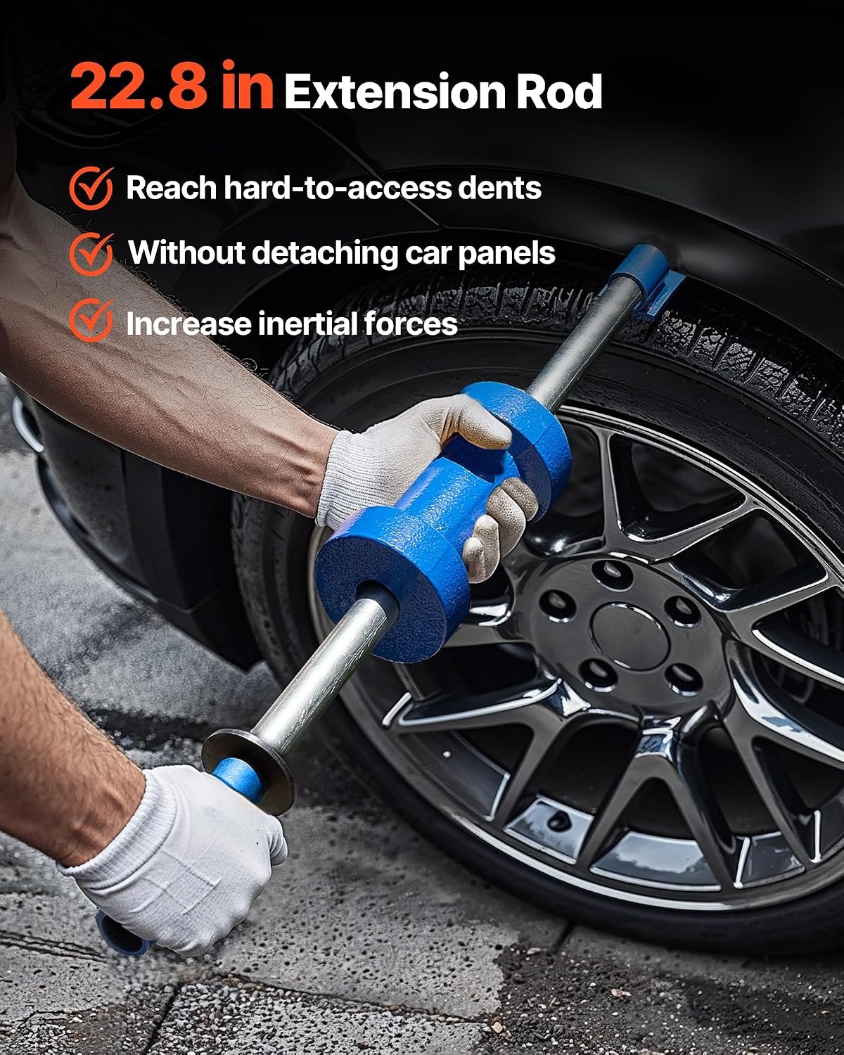 image:imageVEVOR Dent Puller Kit 13 lbs 14in1 Slide Hammer Dent Removal Kit HeavyDuty Auto Body Truck Repair Automotive Damage Remover Tool Repair Frame with Carrying Case Extension Rod NonSlip Handle13 lbs 14in1