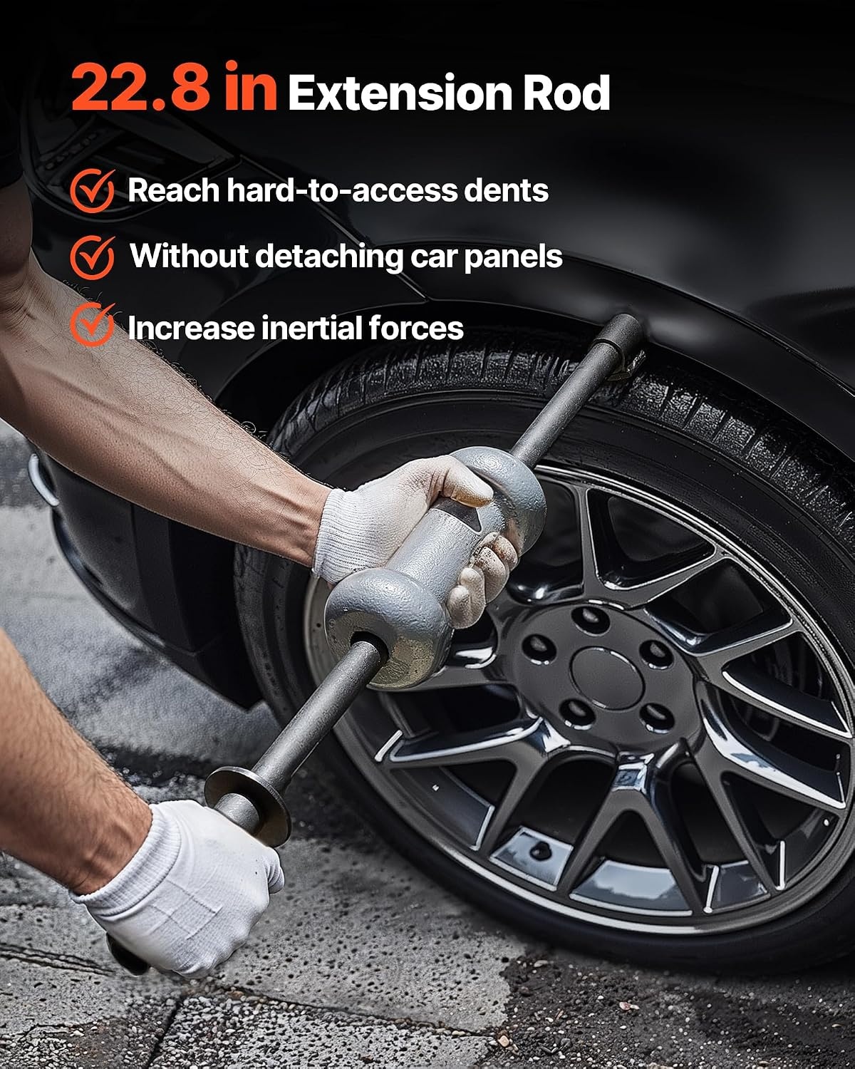 image:imageVEVOR Dent Puller Kit 13 lbs 14in1 Slide Hammer Dent Removal Kit HeavyDuty Auto Body Truck Repair Automotive Damage Remover Tool Repair Frame with Carrying Case Extension Rod NonSlip Handle10 lbs 13in1
