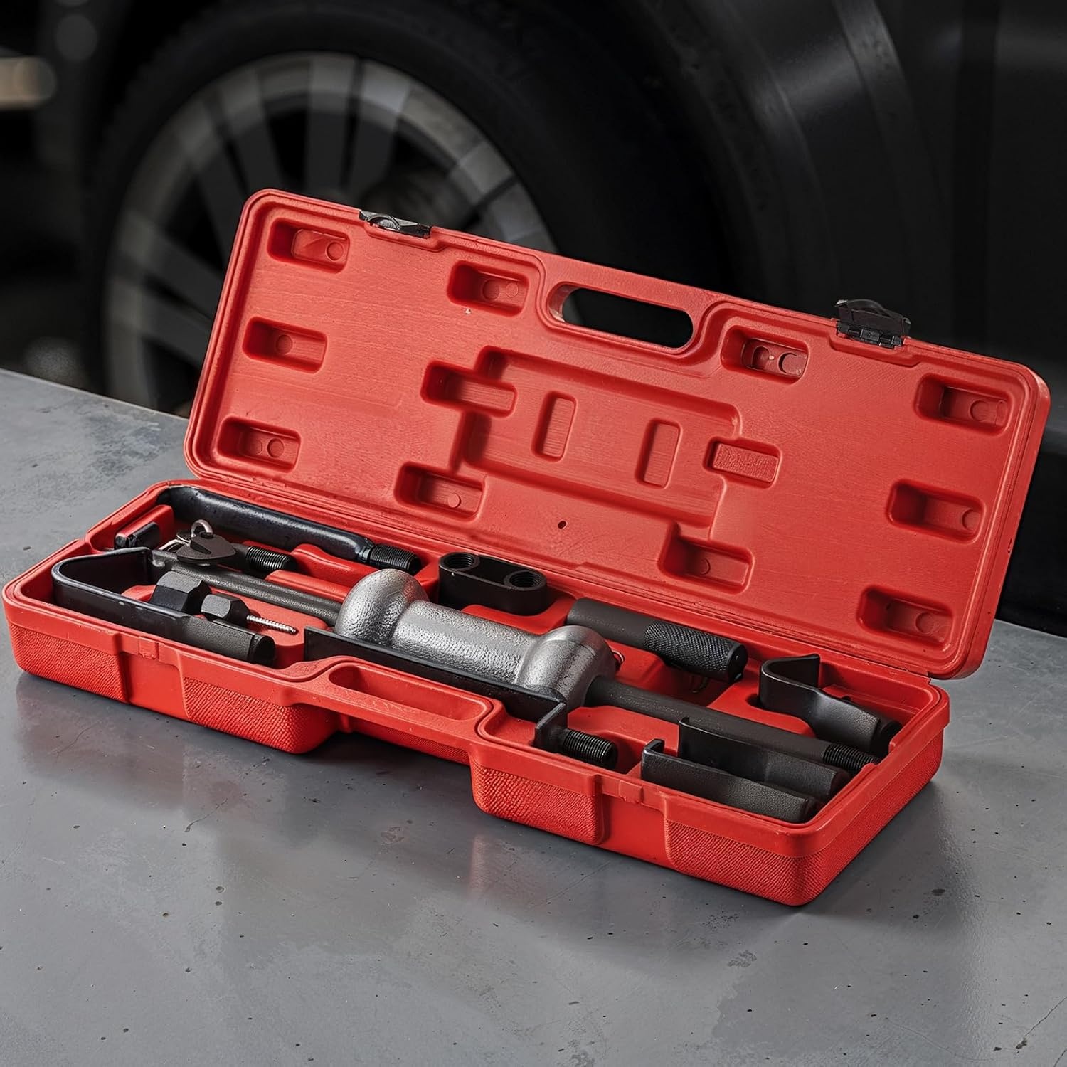 image:imageVEVOR Dent Puller Kit 13 lbs 14in1 Slide Hammer Dent Removal Kit HeavyDuty Auto Body Truck Repair Automotive Damage Remover Tool Repair Frame with Carrying Case Extension Rod NonSlip Handle10 lbs 13in1