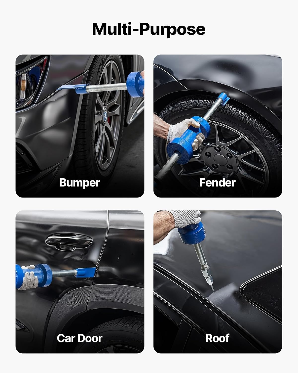 image:imageVEVOR Dent Puller Kit 13 lbs 14in1 Slide Hammer Dent Removal Kit HeavyDuty Auto Body Truck Repair Automotive Damage Remover Tool Repair Frame with Carrying Case Extension Rod NonSlip Handle13 lbs 14in1