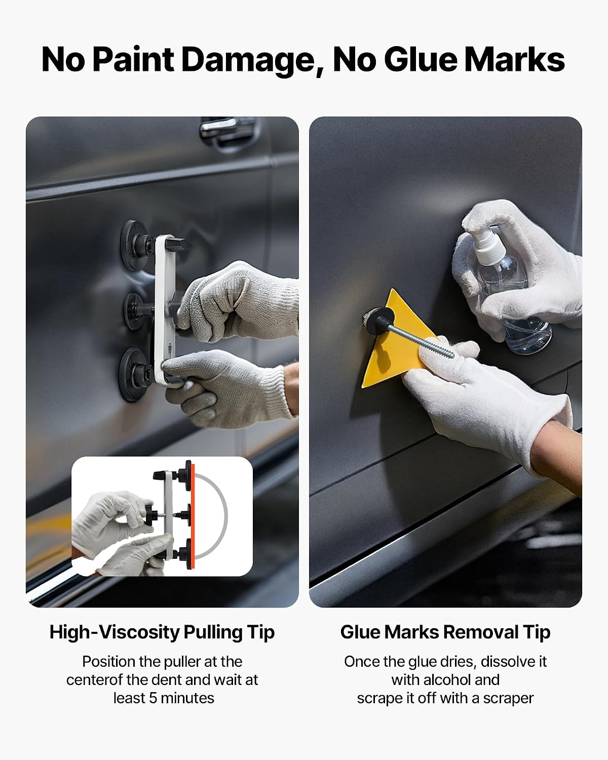 image:imageVEVOR Dent Puller Kit 60 PCS Paintless Dent Removal Kit with Golden Lifter Bridge Puller Rubber Hammer Glue Gun Auto Body Hail Damage Repair Remover Tools for Car Refrigerator Door Ding Repair60PCS