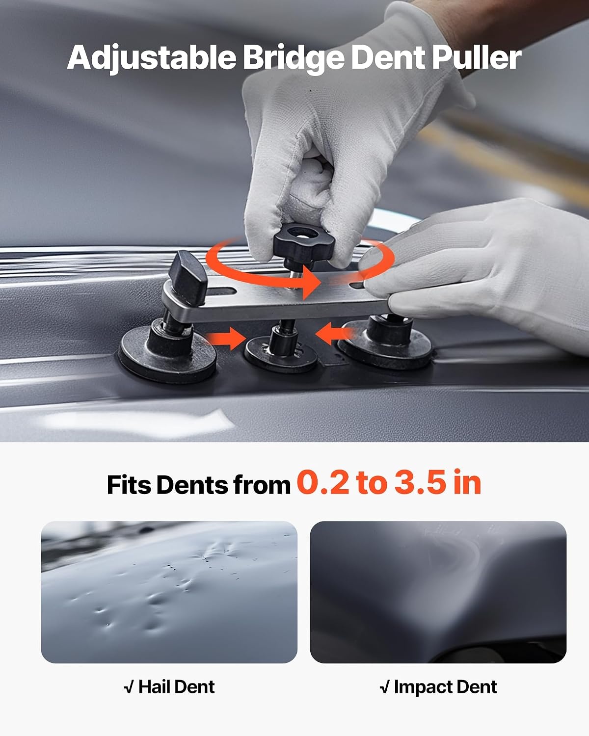 image:imageVEVOR Dent Puller Kit 60 PCS Paintless Dent Removal Kit with Golden Lifter Bridge Puller Rubber Hammer Glue Gun Auto Body Hail Damage Repair Remover Tools for Car Refrigerator Door Ding Repair60PCS