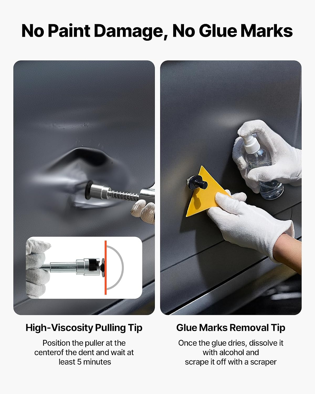 image:imageVEVOR Dent Puller Kit 60 PCS Paintless Dent Removal Kit with Golden Lifter Bridge Puller Rubber Hammer Glue Gun Auto Body Hail Damage Repair Remover Tools for Car Refrigerator Door Ding Repair61PCS