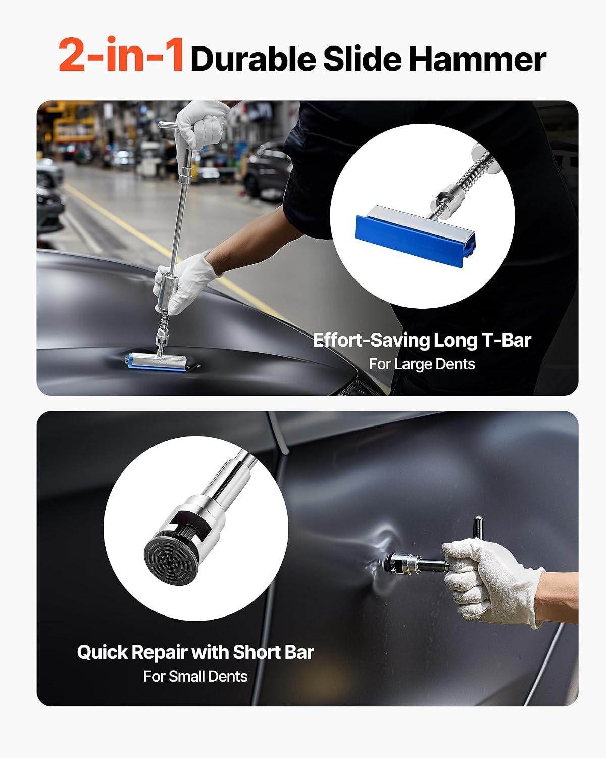 image:imageVEVOR Dent Puller Kit 60 PCS Paintless Dent Removal Kit with Golden Lifter Bridge Puller Rubber Hammer Glue Gun Auto Body Hail Damage Repair Remover Tools for Car Refrigerator Door Ding Repair61PCS
