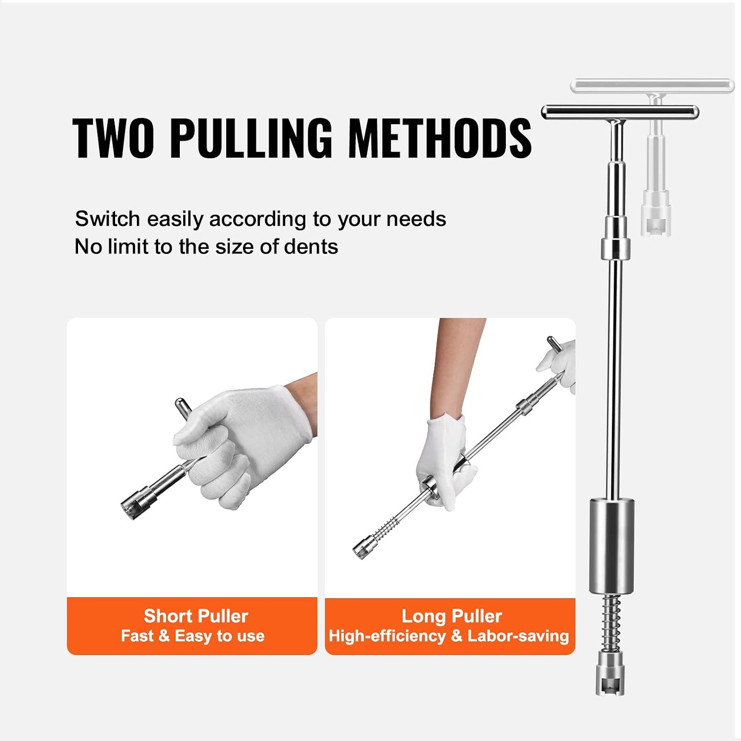 image:imageVEVOR Dent Puller Kit 60 PCS Paintless Dent Removal Kit with Golden Lifter Bridge Puller Rubber Hammer Glue Gun Auto Body Hail Damage Repair Remover Tools for Car Refrigerator Door Ding Repair73PCS