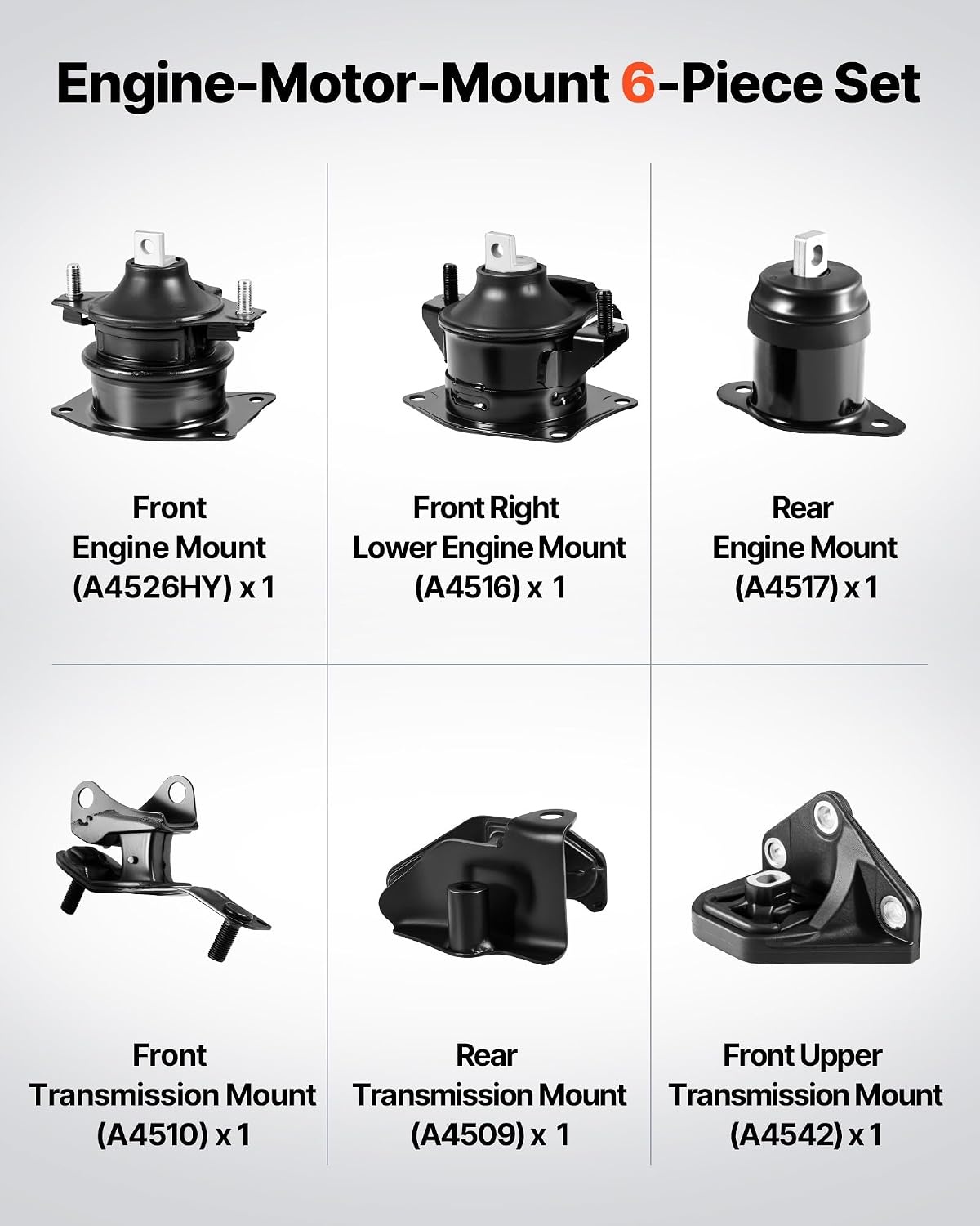 image:imageVEVOR Engine Motor Mount and Transmission Mount Kit Replacement Set of 5 Compatible with 20132017 Honda Accord 24L L4 Replace OE A65072 A65054 A65040 A65068 A65071 Secure Support20032007 Honda Accord 24L