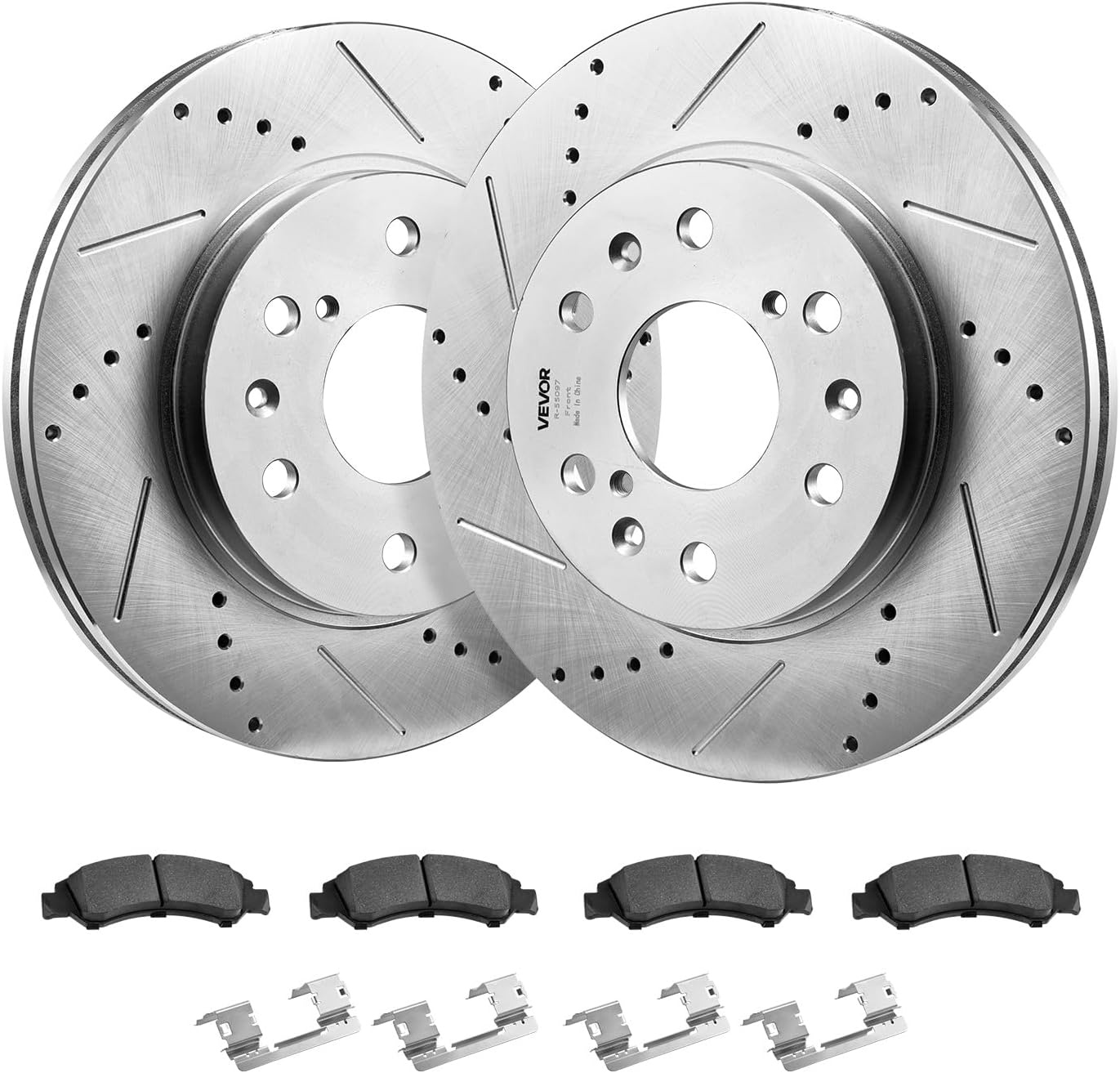 image:imageVEVOR Front and Rear Brake Kit Compatible with 20072013 Acura MDX 20102013 Acura ZDX 20092014 Honda Pilot Drilled and Slotted Brake Rotors Ceramic Brake Pads Replacement Kit 13 in FrontS55097