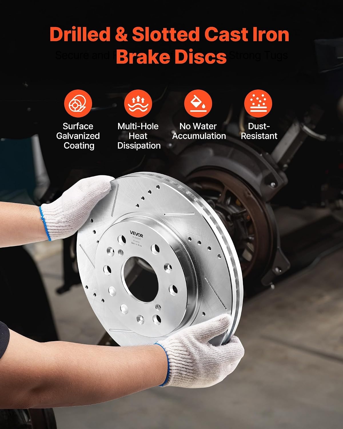 image:imageVEVOR Front and Rear Brake Kit Compatible with 20072013 Acura MDX 20102013 Acura ZDX 20092014 Honda Pilot Drilled and Slotted Brake Rotors Ceramic Brake Pads Replacement Kit 13 in FrontS55097