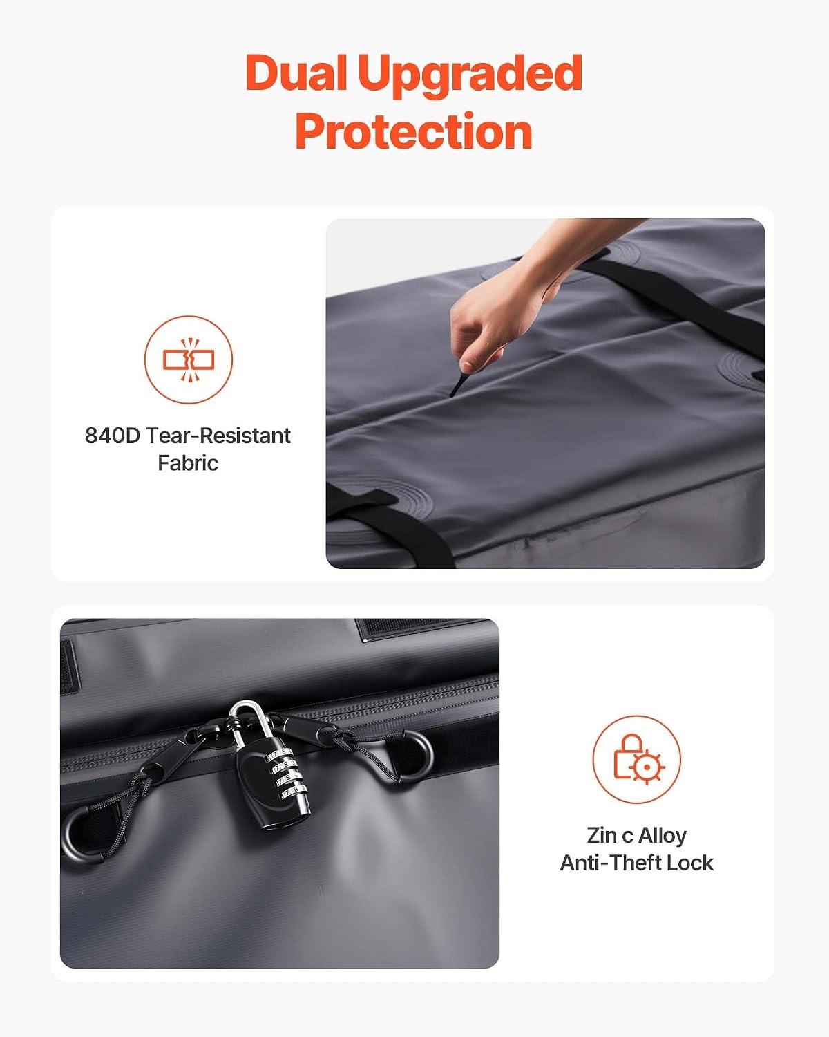 image:imageVEVOR Hitch Cargo Carrier Bag Waterproof 840D PVC 5984 x 2402 x 3063 in 25 Cubic Feet Heavy Duty Cargo Bag for Truck Bed Storage with Reinforced Straps Suitable for Car SUV Vans Hitch Basketwith Reinforced StrapsLockStorage Bag