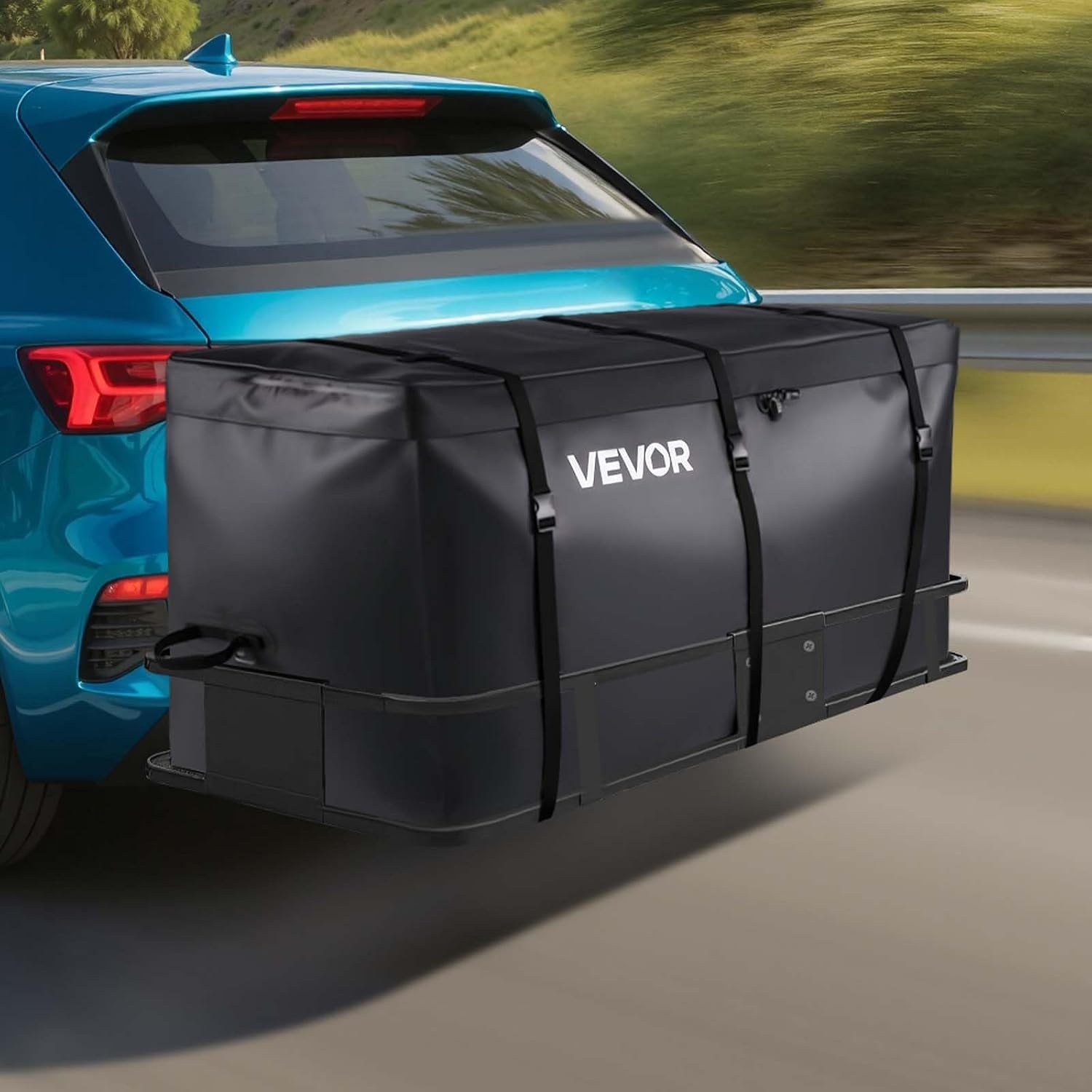 image:imageVEVOR Hitch Cargo Carrier Bag Waterproof 840D PVC 5984 x 2402 x 3063 in 25 Cubic Feet Heavy Duty Cargo Bag for Truck Bed Storage with Reinforced Straps Suitable for Car SUV Vans Hitch Basketwith Reinforced StrapsLockStorage Bag