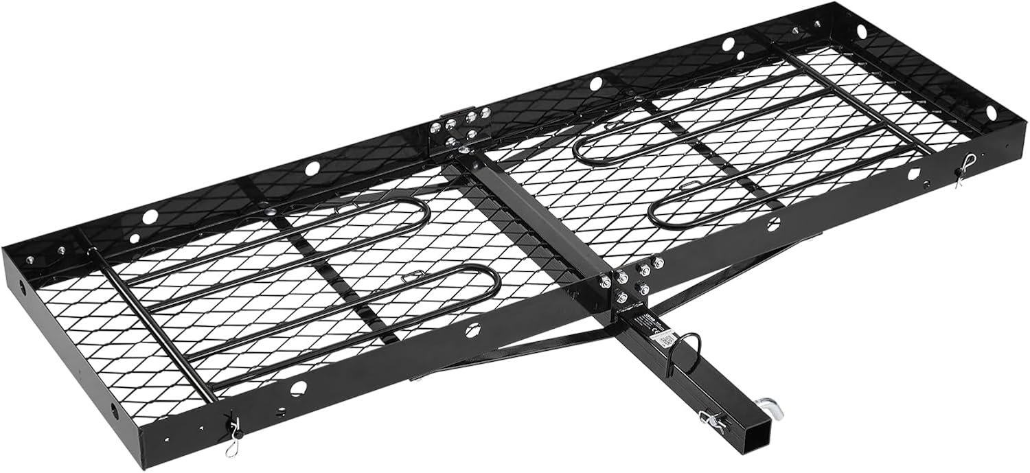 image:imageVEVOR Hitch Cargo Carrier with Bike Racks 62 x 20 x 3 Hitch Mount Cargo Carrier for 2 Mountain Bikes 500LBS Capacity HighStrength Steel Rear Luggage Basket Fits 2 Receiver for SUVs Pickups62 x 20 x 3 in