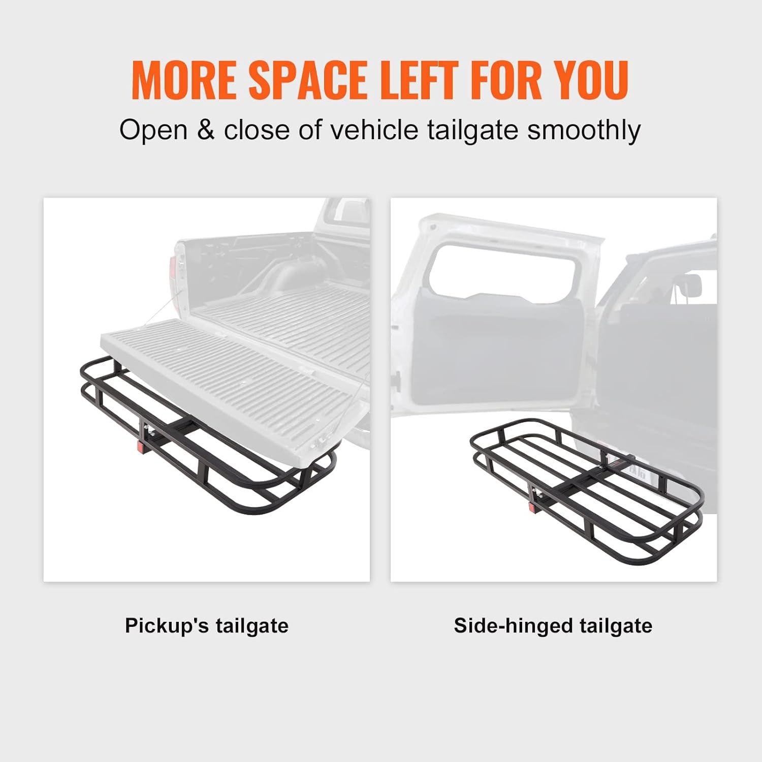 image:imageVEVOR Hitch Mount Cargo Carrier 60 x 36 x 6 Folding Rear Luggage Rack Basket with Waterproof Cargo Bag 500LBS Capacity HighStrength Steel Hitch Cargo Carrier Fits 2 Receiver for SUV Pickups53 x 19 x 5