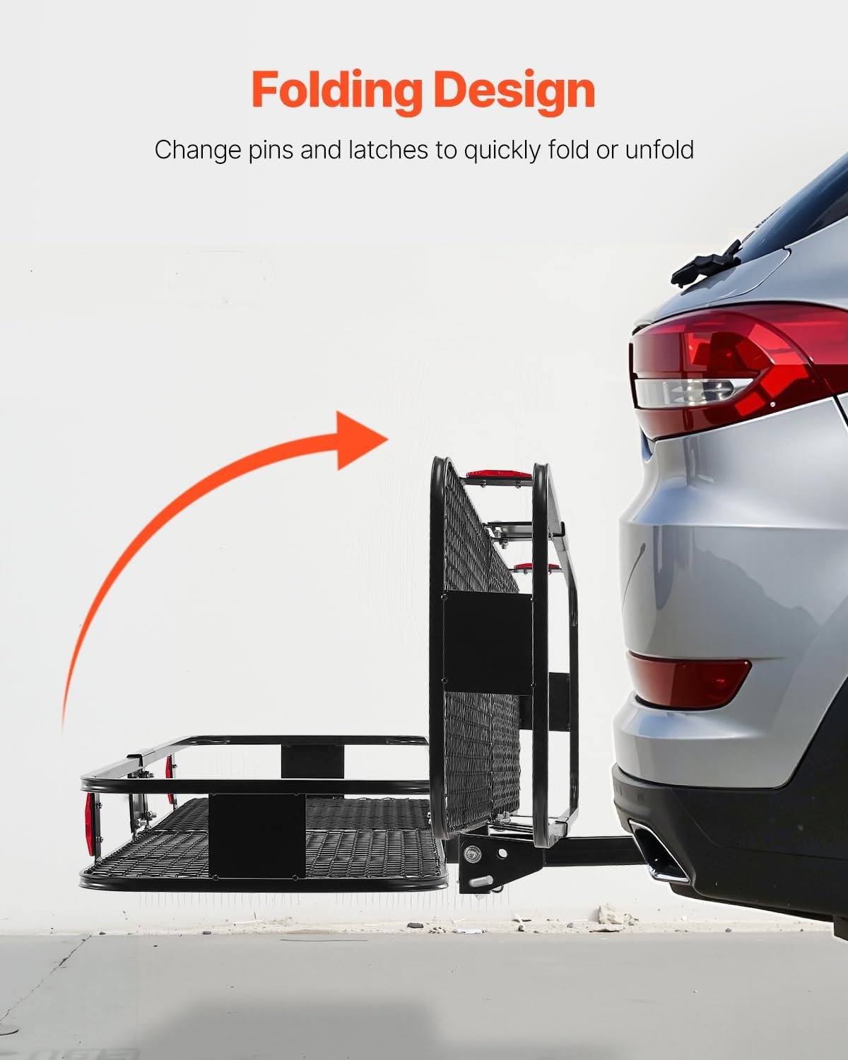 image:imageVEVOR Hitch Mount Cargo Carrier 60 x 36 x 6 Folding Rear Luggage Rack Basket with Waterproof Cargo Bag 500LBS Capacity HighStrength Steel Hitch Cargo Carrier Fits 2 Receiver for SUV Pickups60 x 20 x 6