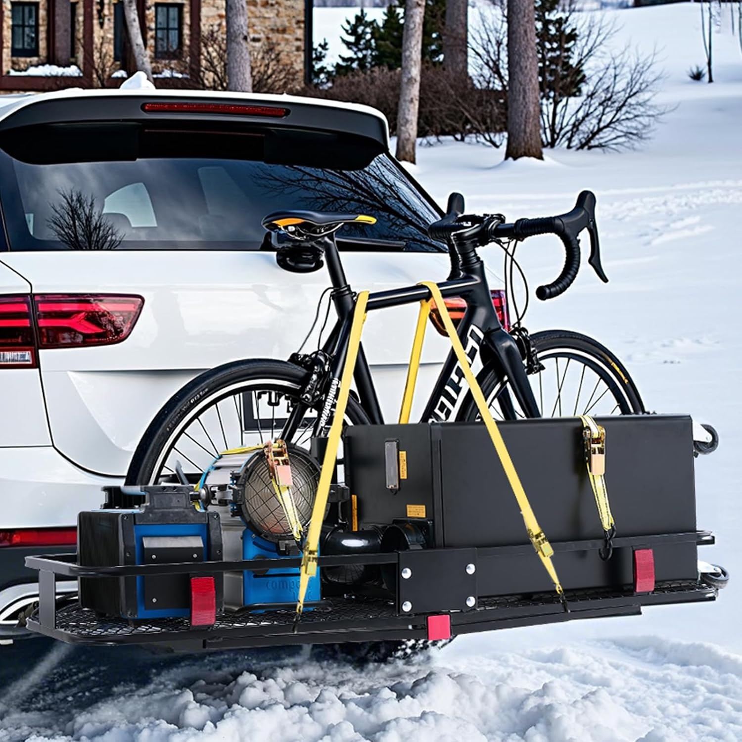 image:imageVEVOR Hitch Mount Cargo Carrier 60 x 36 x 6 Folding Rear Luggage Rack Basket with Waterproof Cargo Bag 500LBS Capacity HighStrength Steel Hitch Cargo Carrier Fits 2 Receiver for SUV Pickups60 x 20 x 6