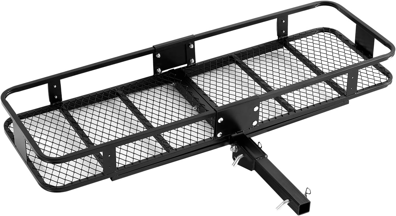 image:imageVEVOR Hitch Mount Cargo Carrier 60 x 36 x 6 Folding Rear Luggage Rack Basket with Waterproof Cargo Bag 500LBS Capacity HighStrength Steel Hitch Cargo Carrier Fits 2 Receiver for SUV Pickups60 x 20 x 6