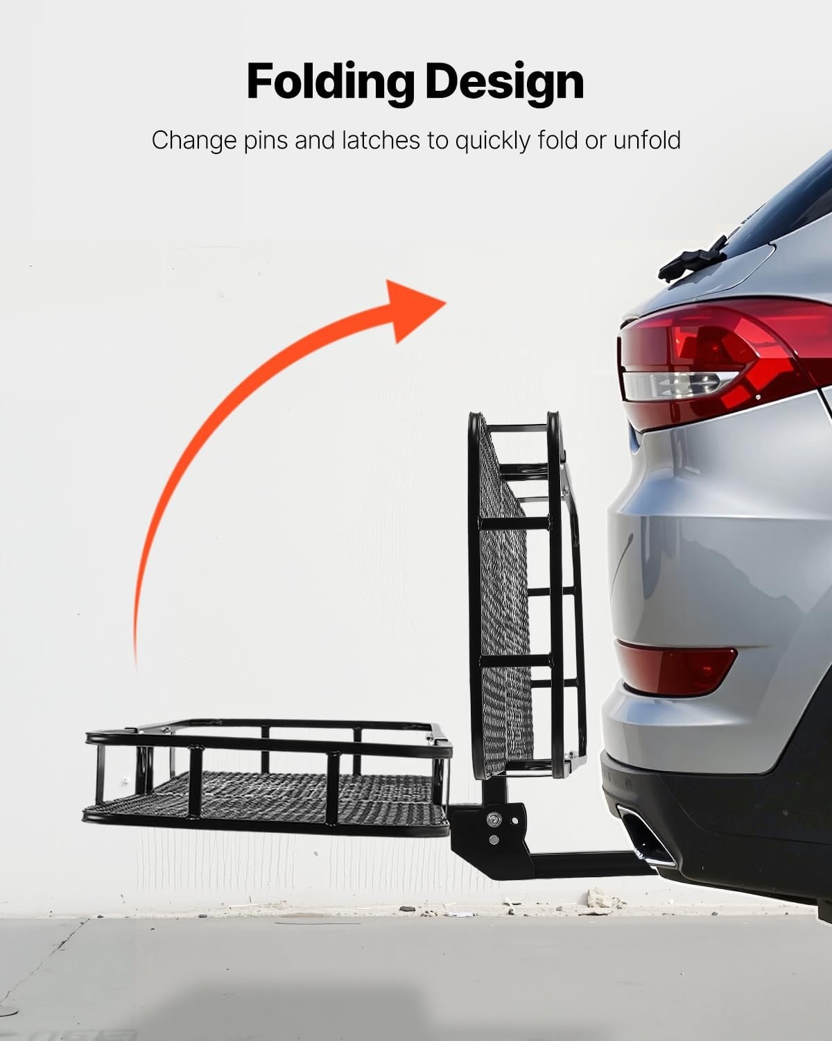 image:imageVEVOR Hitch Mount Cargo Carrier 60 x 36 x 6 Folding Rear Luggage Rack Basket with Waterproof Cargo Bag 500LBS Capacity HighStrength Steel Hitch Cargo Carrier Fits 2 Receiver for SUV Pickups60 x 24 x 6