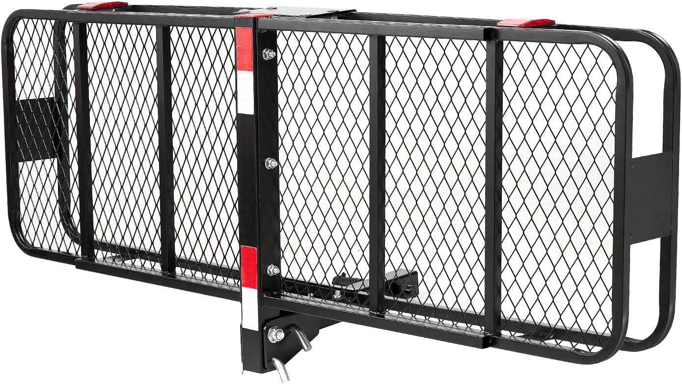 image:imageVEVOR Hitch Mount Cargo Carrier 60 x 36 x 6 Folding Rear Luggage Rack Basket with Waterproof Cargo Bag 500LBS Capacity HighStrength Steel Hitch Cargo Carrier Fits 2 Receiver for SUV Pickups60 x 20 x 6