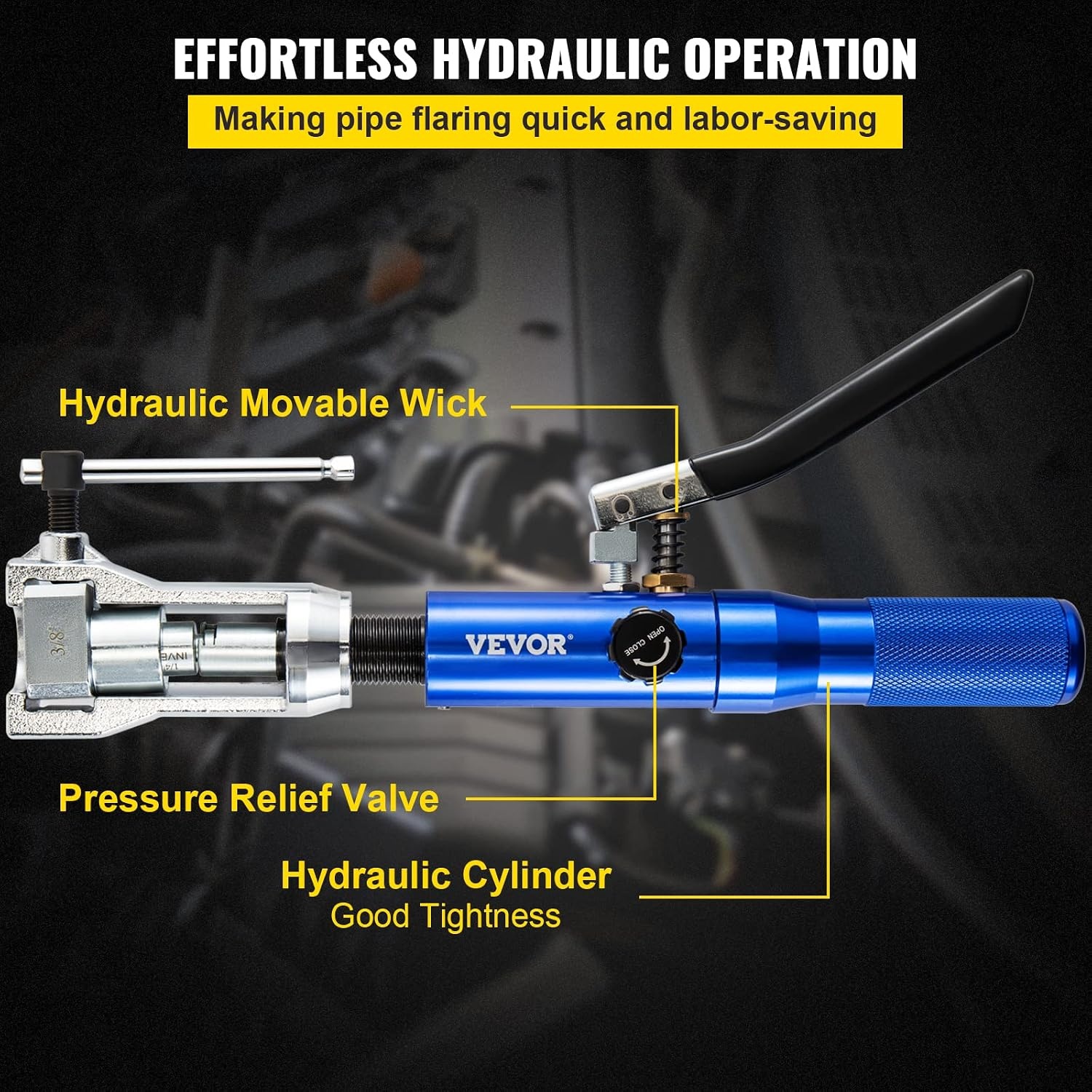 image:imageVEVOR Hydraulic Flaring Tool Kit 45 Double Flaring Tool Brake Repair Brake Flaring Tools for 31612 Brake Flare Tool with Tube Cutter and Deburrer 32 PCS Tube Flaring Tools for Copper Lines