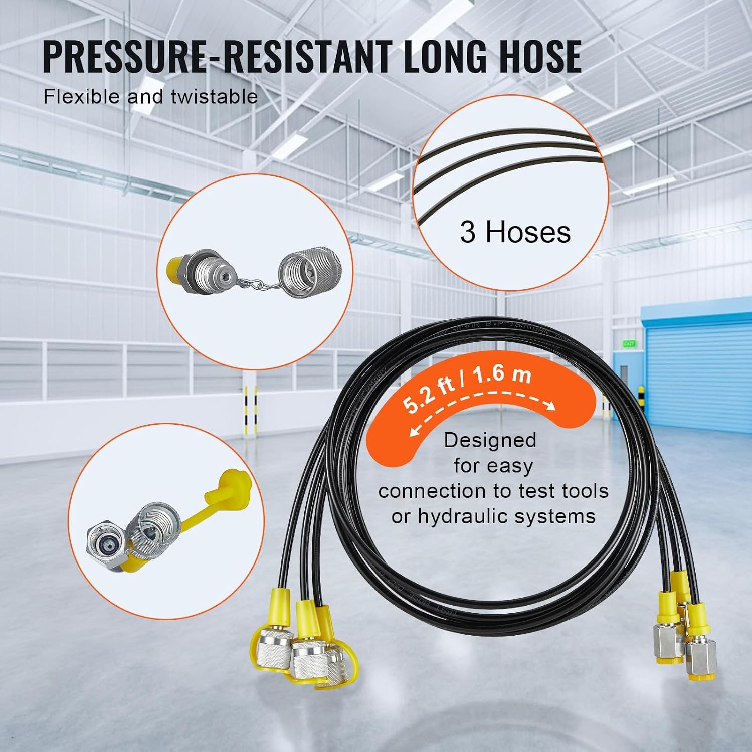 image:imageVEVOR Hydraulic Pressure Test Kit 10100250400600bar 5 Gauges 13 Test Couplings 14 Tee Connectors 5 Test Hoses Hydraulic Gauge Kit with Sturdy Carrying Case for Excavator Construction Machinery3 Gauges 9 Test Couplings