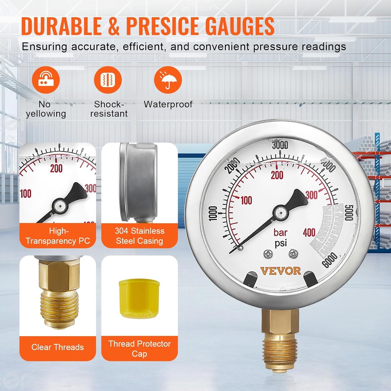 image:imageVEVOR Hydraulic Pressure Test Kit 10100250400600bar 5 Gauges 13 Test Couplings 14 Tee Connectors 5 Test Hoses Hydraulic Gauge Kit with Sturdy Carrying Case for Excavator Construction Machinery5 Gauges 13 Couplings