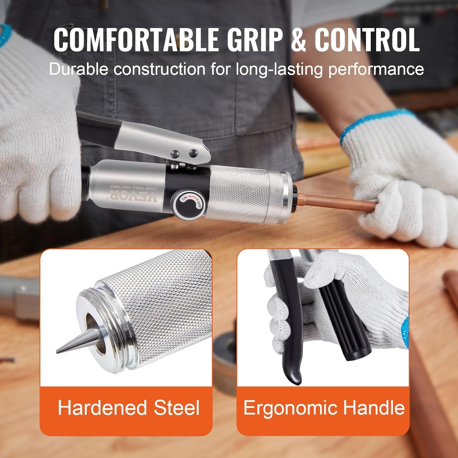 image:imageVEVOR Hydraulic Tube Expander 38 to 118 OD HAVC Hydraulic Swaging Tool with 7 Pipe Expander Heads Deburring Tool Pipe Cutter for Copper Aluminum Brass Soft Steel Pipes