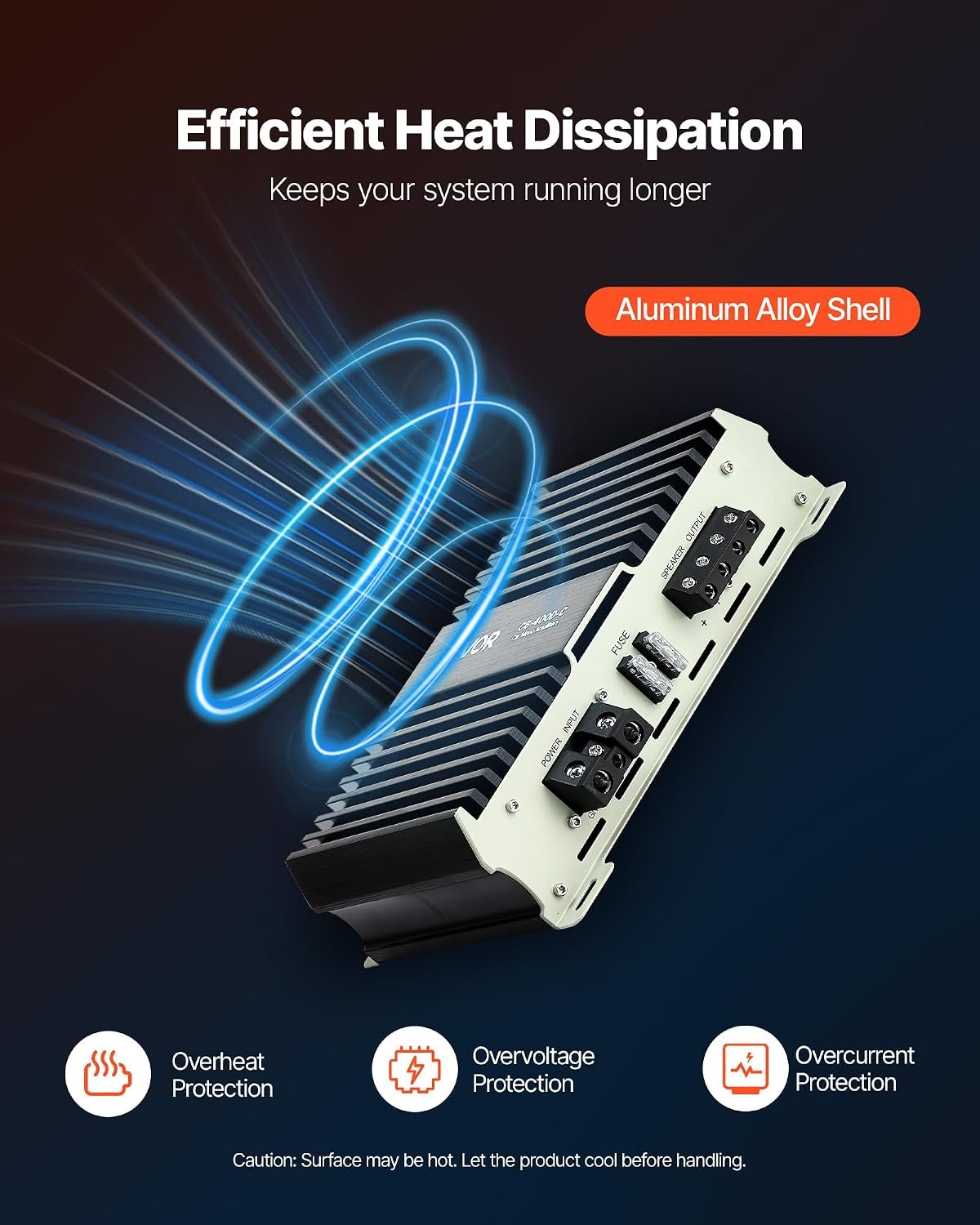 image:imageVEVOR Monoblock Car Amplifier 400W RMS MAX 124 Ohm Stable 1Channel Class D Car Audio Amplifier with Remote Subwoofer Level Control Low Pass Filter Bass Boost amp Phase Shift Volume Controller400W