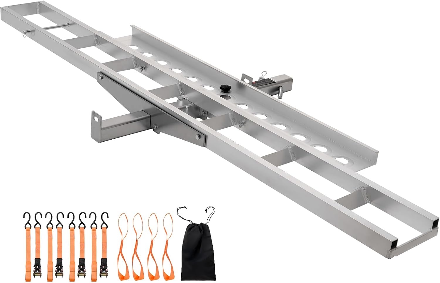 image:imageVEVOR Motorcycle Carrier 400 lbs Capacity Heavy Duty Aluminum Hitch Mount Rack with 73in Loading Ramp Straps amp Stabilizer Scooter Dirt Bike Trailer Hauler for Car Truck with 2Inch Hitch Receiver47in Ramp