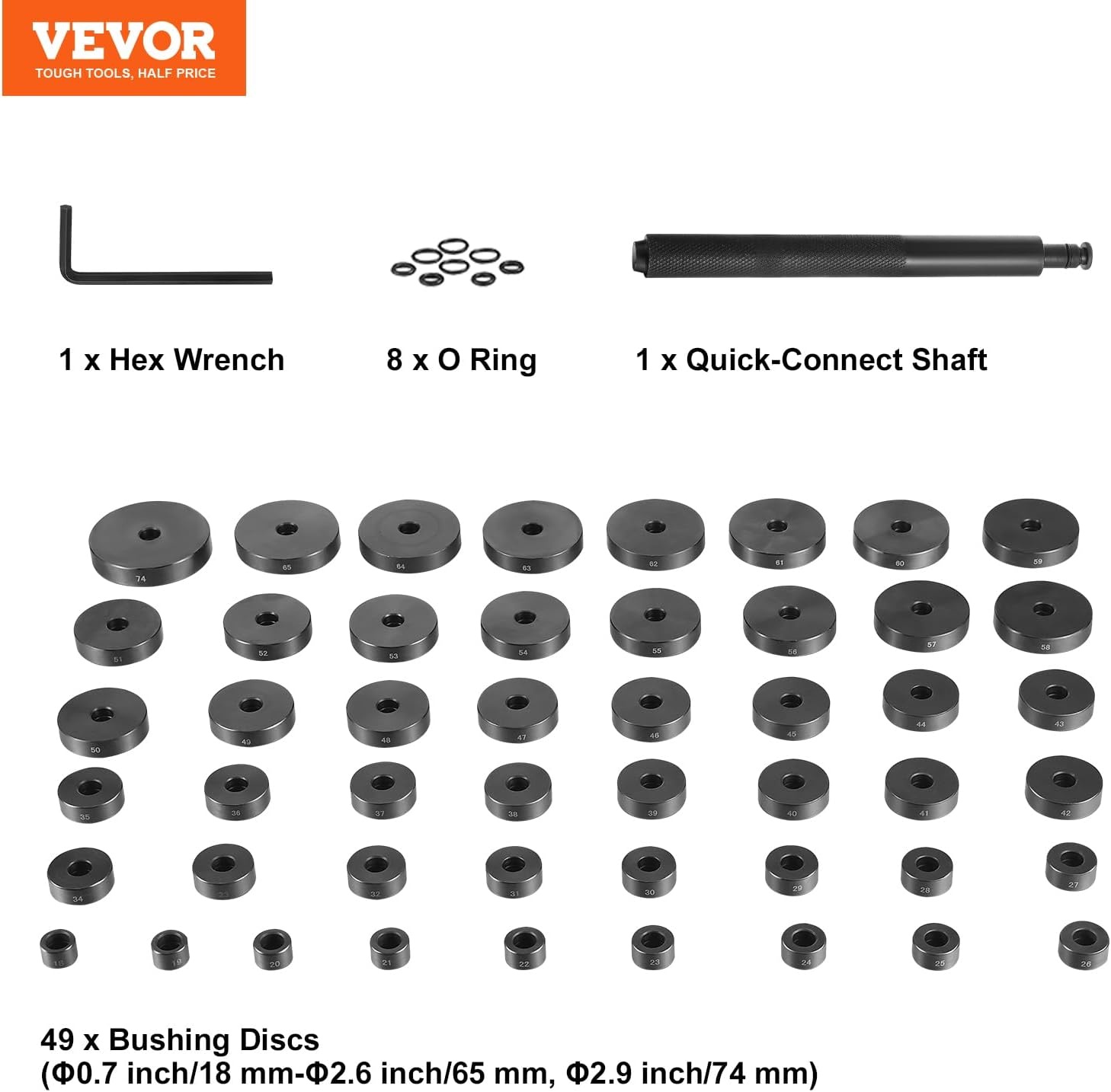 image:imageVEVOR Motorcycle Fork Seal Driver Tool Kit for 35mm50mm AdjustableUniversal Bike Bearing Race and Seal Driver Tool Set 14pcs52 Piece