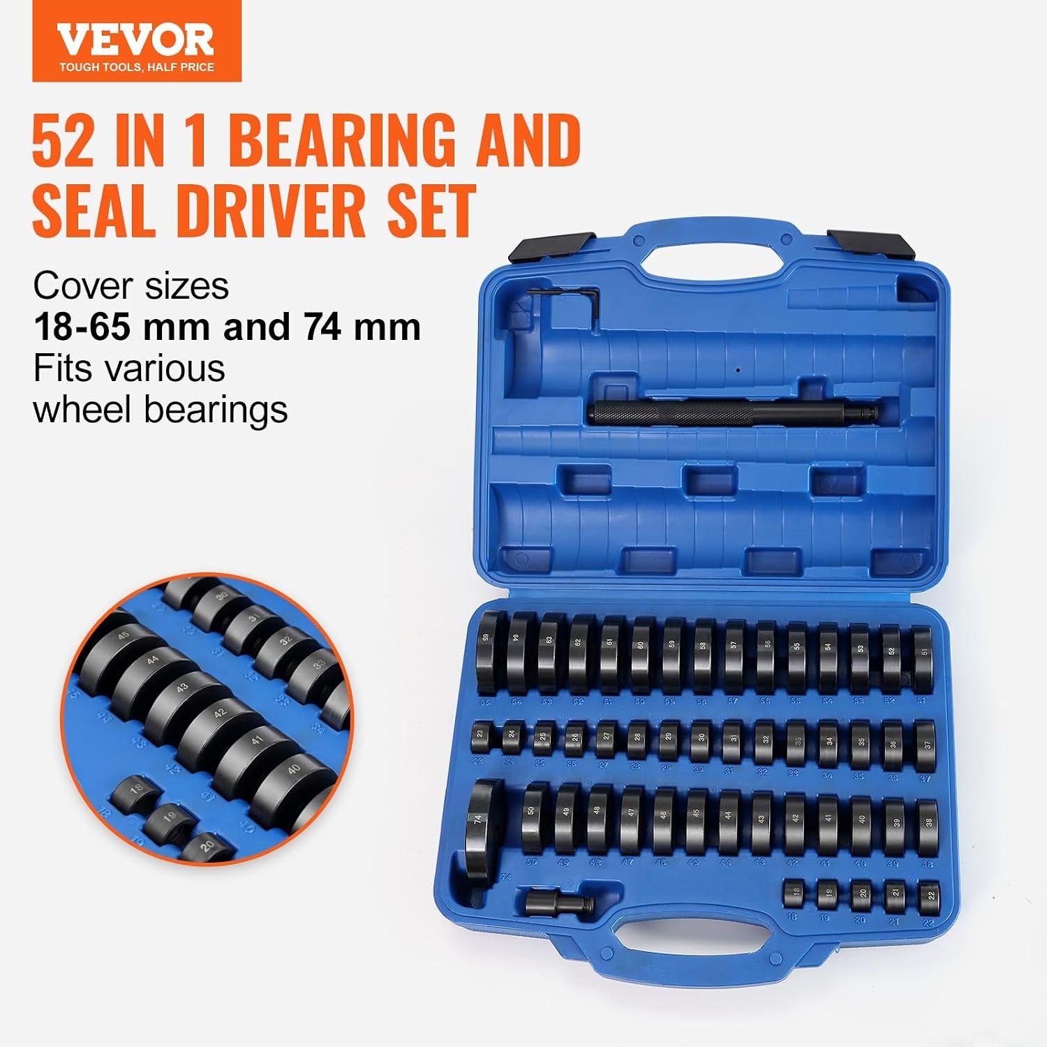 image:imageVEVOR Motorcycle Fork Seal Driver Tool Kit for 35mm50mm AdjustableUniversal Bike Bearing Race and Seal Driver Tool Set 14pcs52 Piece